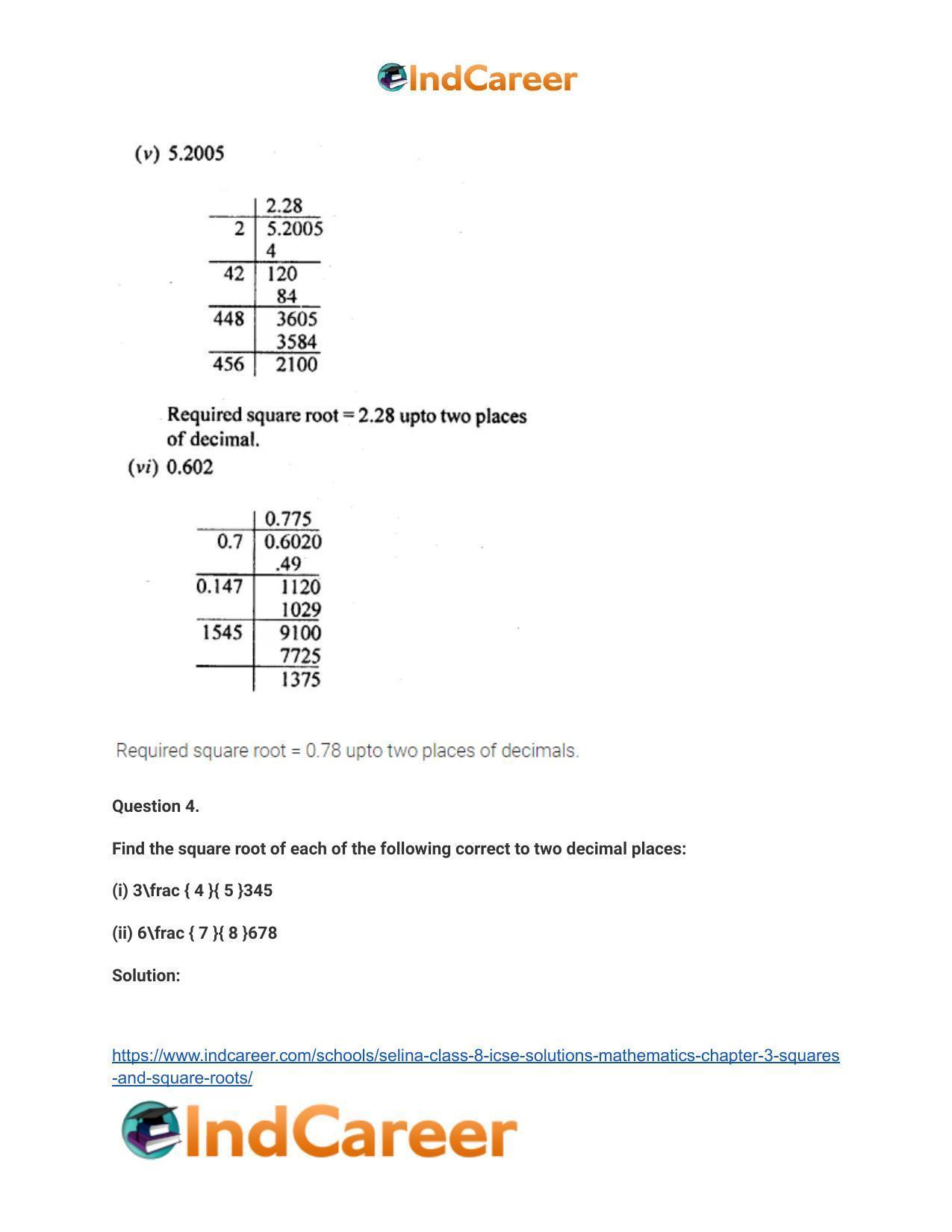 Selina Class 8 ICSE Solutions Mathematics : Chapter 3- Squares and Square Roots - Page 23