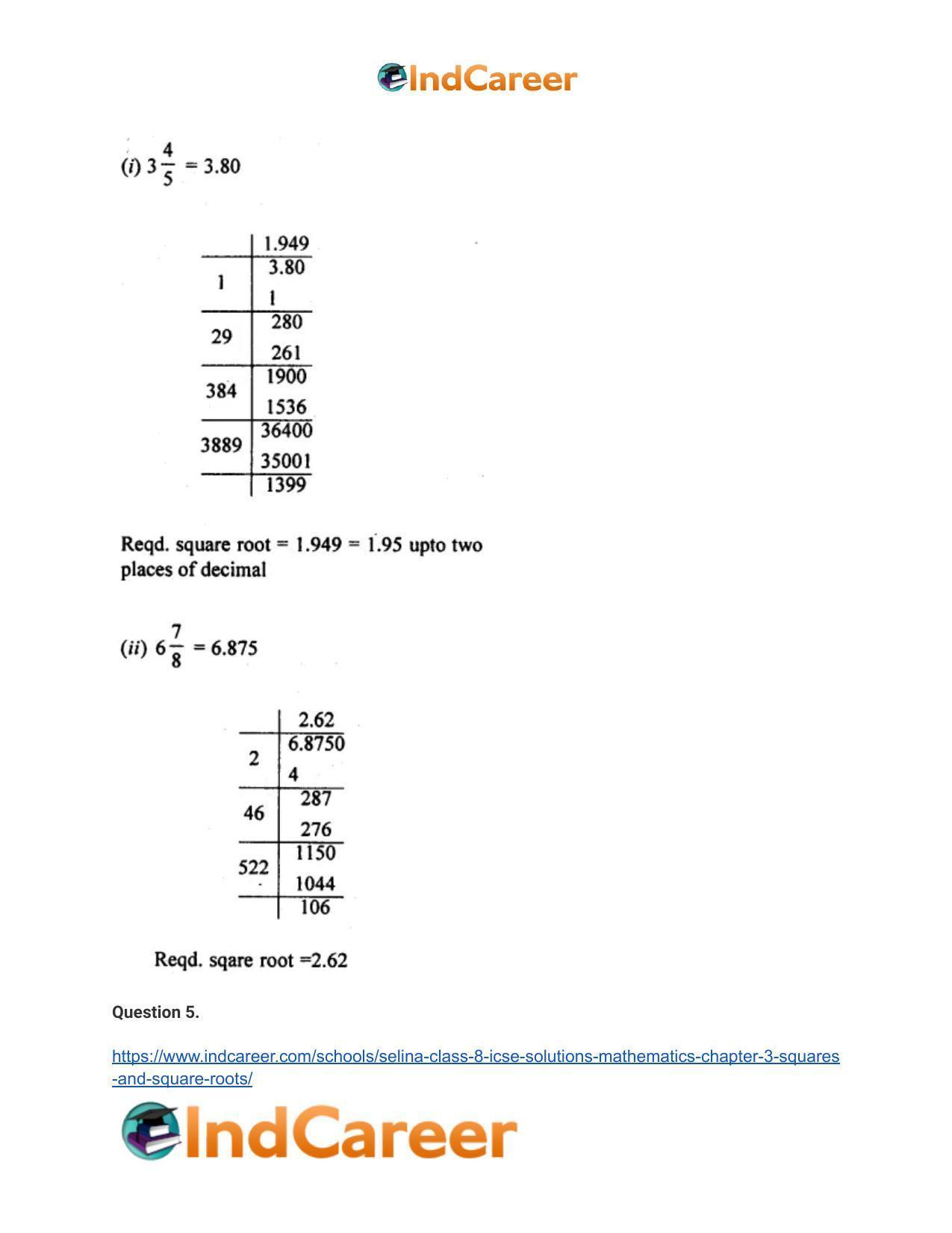 Selina Class 8 ICSE Solutions Mathematics : Chapter 3- Squares and Square Roots - Page 24