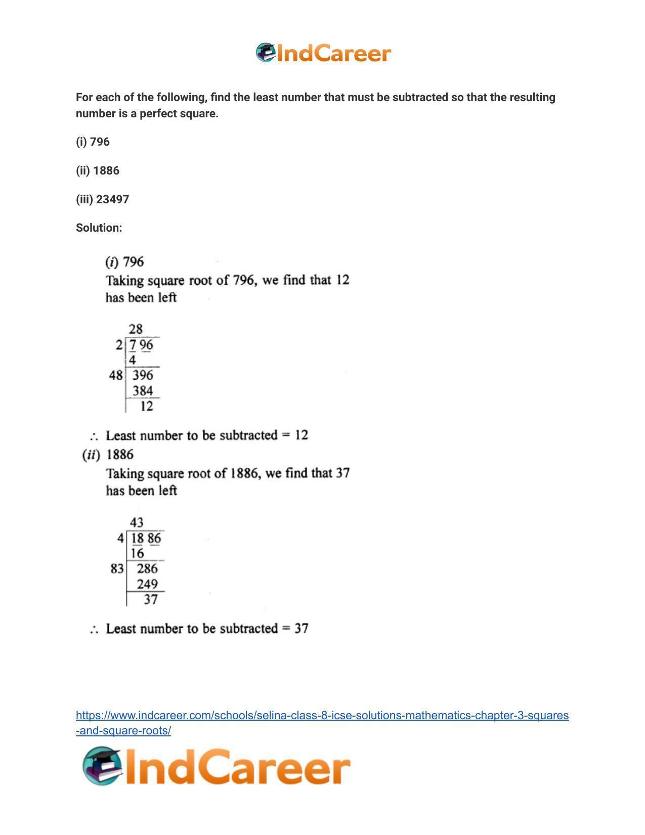 Selina Class 8 ICSE Solutions Mathematics : Chapter 3- Squares and Square Roots - Page 25