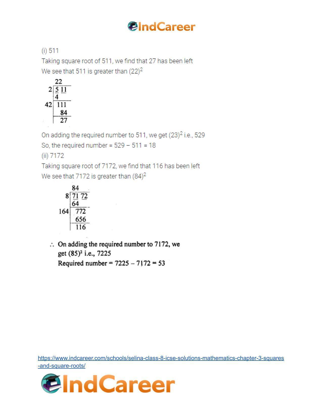 Selina Class 8 ICSE Solutions Mathematics : Chapter 3- Squares and Square Roots - Page 27
