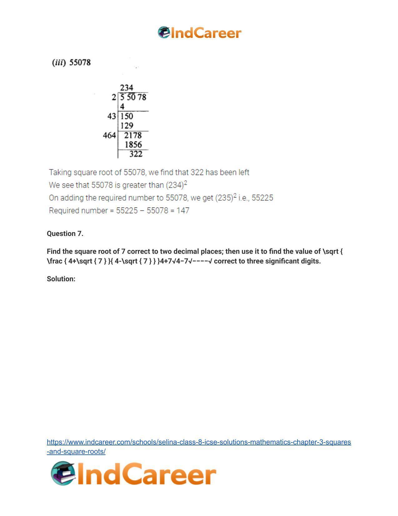 Selina Class 8 ICSE Solutions Mathematics : Chapter 3- Squares and Square Roots - Page 28