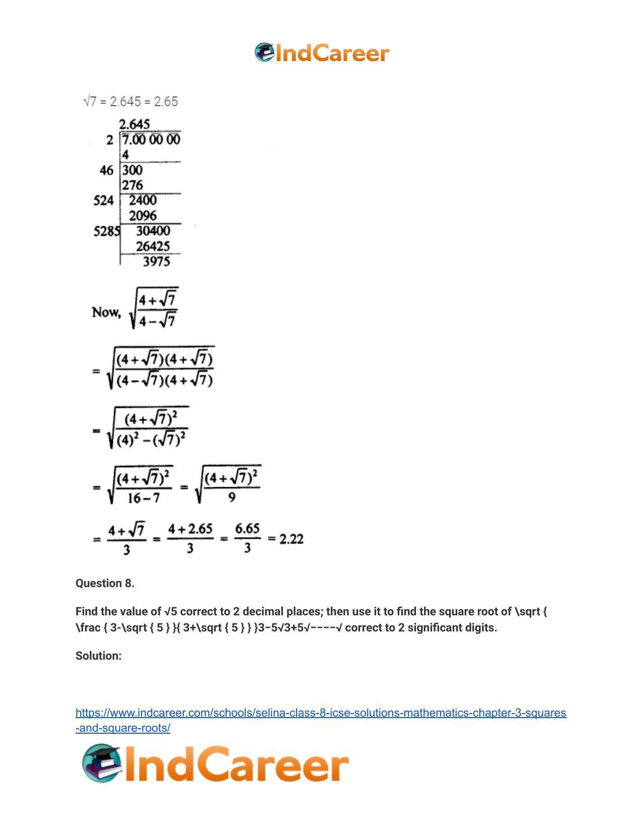 Selina Class 8 ICSE Solutions Mathematics : Chapter 3- Squares and Square Roots - Page 29