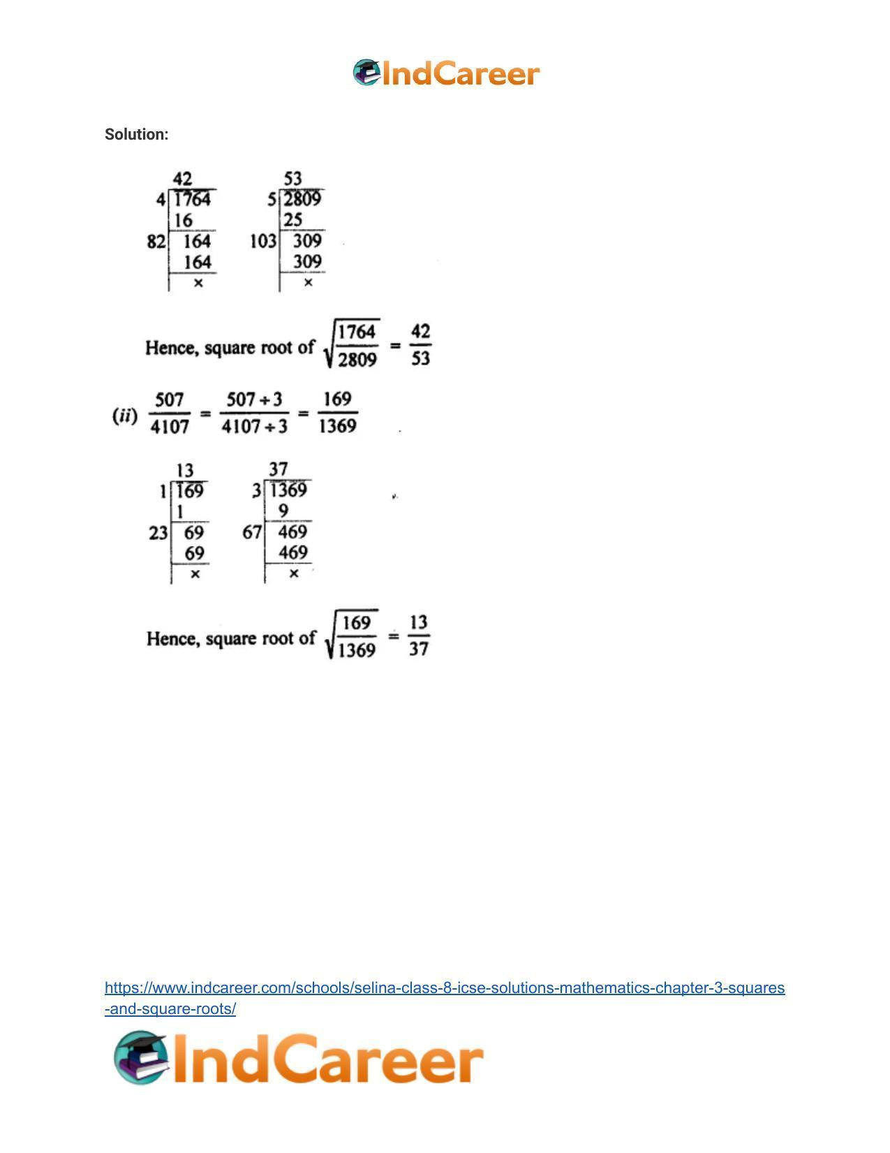 Selina Class 8 ICSE Solutions Mathematics : Chapter 3- Squares and Square Roots - Page 31