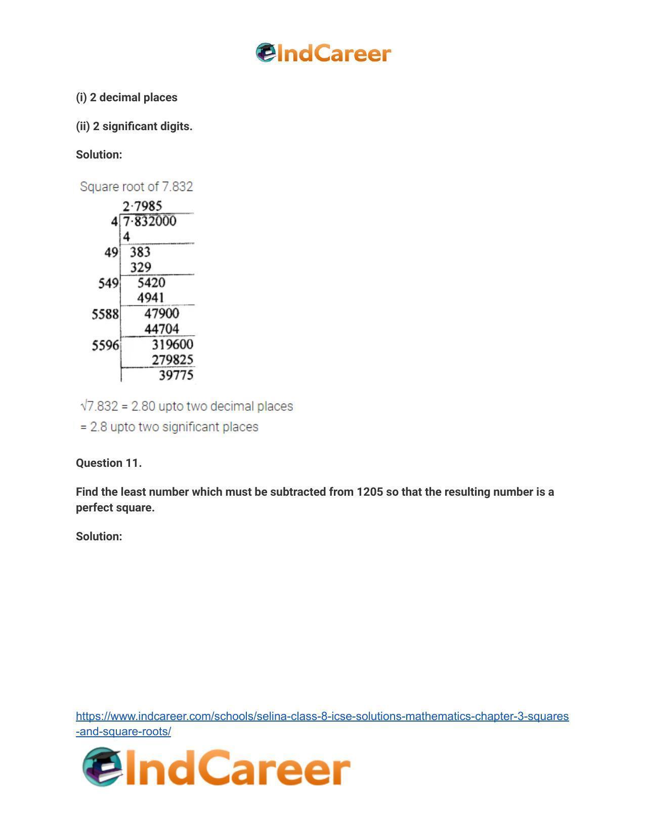 Selina Class 8 ICSE Solutions Mathematics : Chapter 3- Squares and Square Roots - Page 33