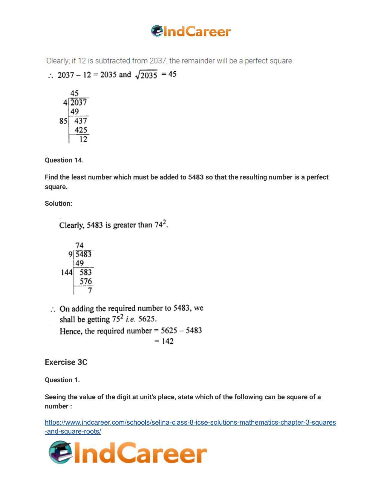 Selina Class 8 ICSE Solutions Mathematics : Chapter 3- Squares and Square Roots - Page 35