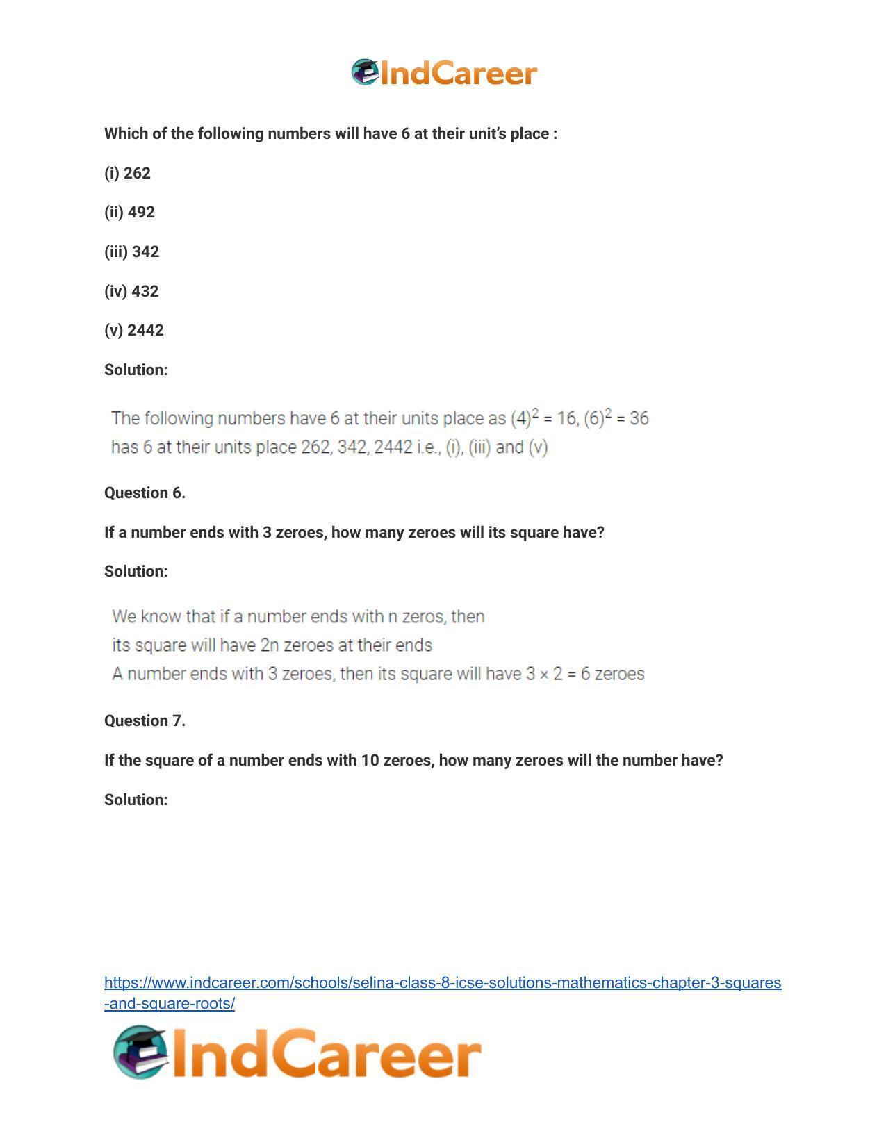 Selina Class 8 ICSE Solutions Mathematics : Chapter 3- Squares and Square Roots - Page 38