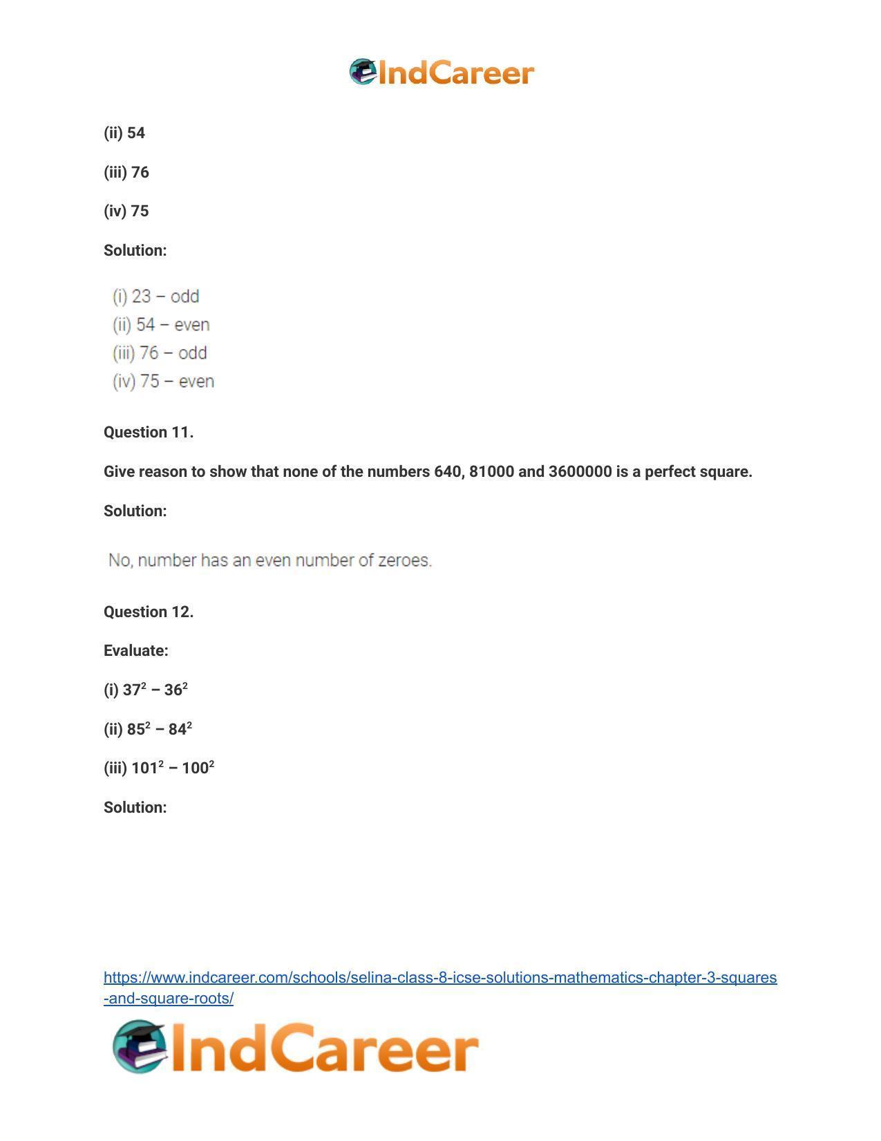 Selina Class 8 ICSE Solutions Mathematics : Chapter 3- Squares and Square Roots - Page 40