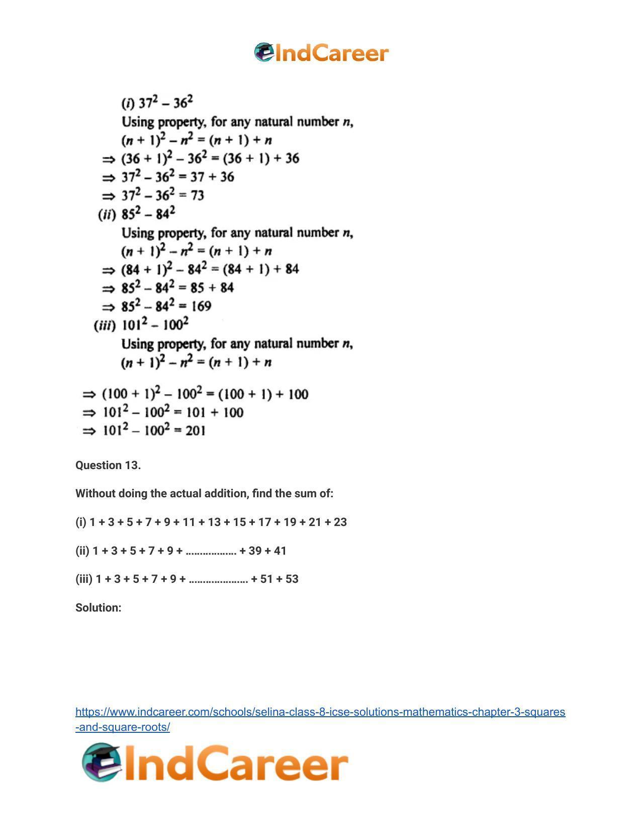 Selina Class 8 ICSE Solutions Mathematics : Chapter 3- Squares and Square Roots - Page 41