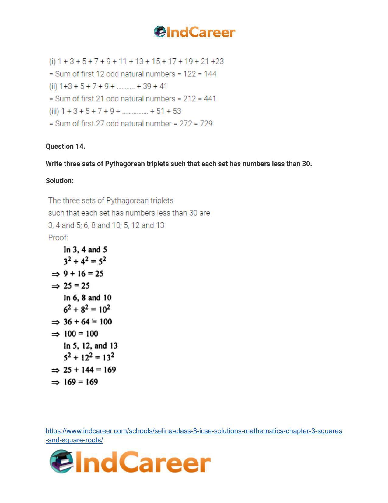 Selina Class 8 ICSE Solutions Mathematics : Chapter 3- Squares and Square Roots - Page 42