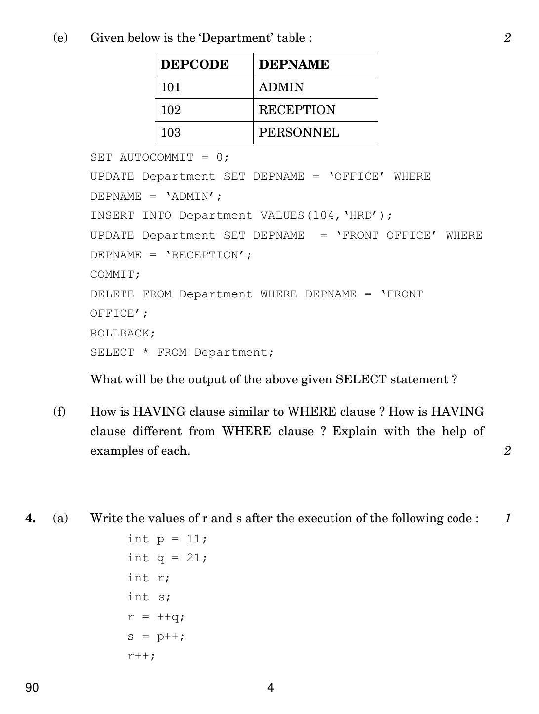 CBSE Class 12 90 INFORMATICS PRACTICES 2017 Question Paper - Page 4