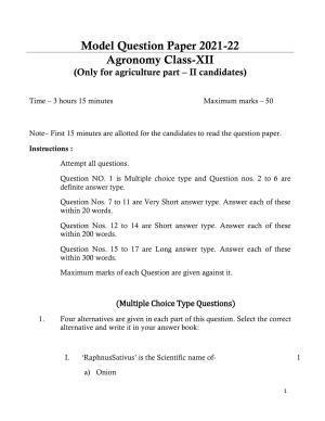 UP Board Class 12 Agronomy Model Papers 2023