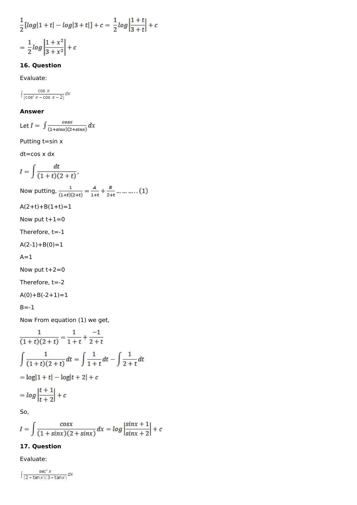 Chapter 15: Integration Using Partial Fractions Solutions: RS Aggarwal Class 12 Solutions  - Page 11