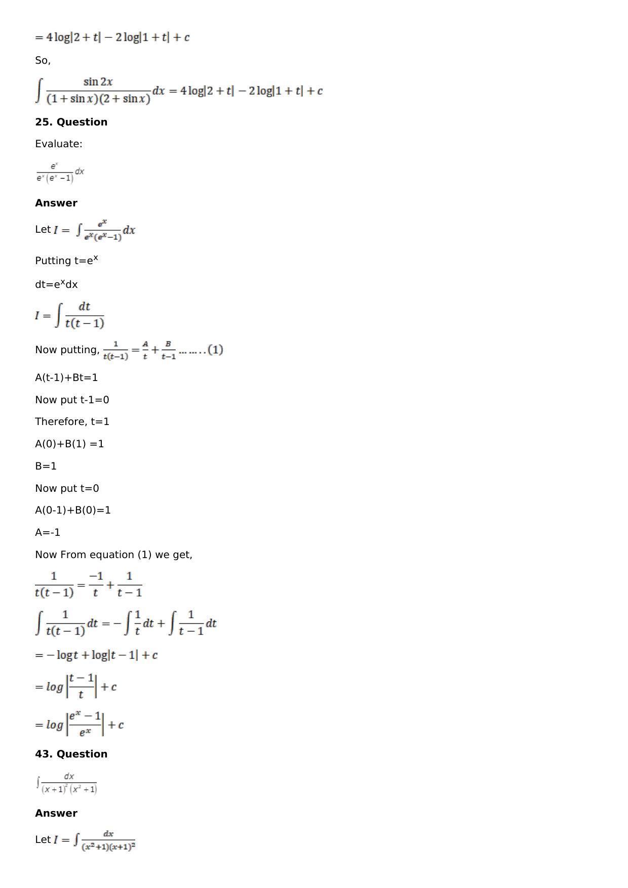 Chapter 15: Integration Using Partial Fractions Solutions: RS Aggarwal Class 12 Solutions  - Page 20