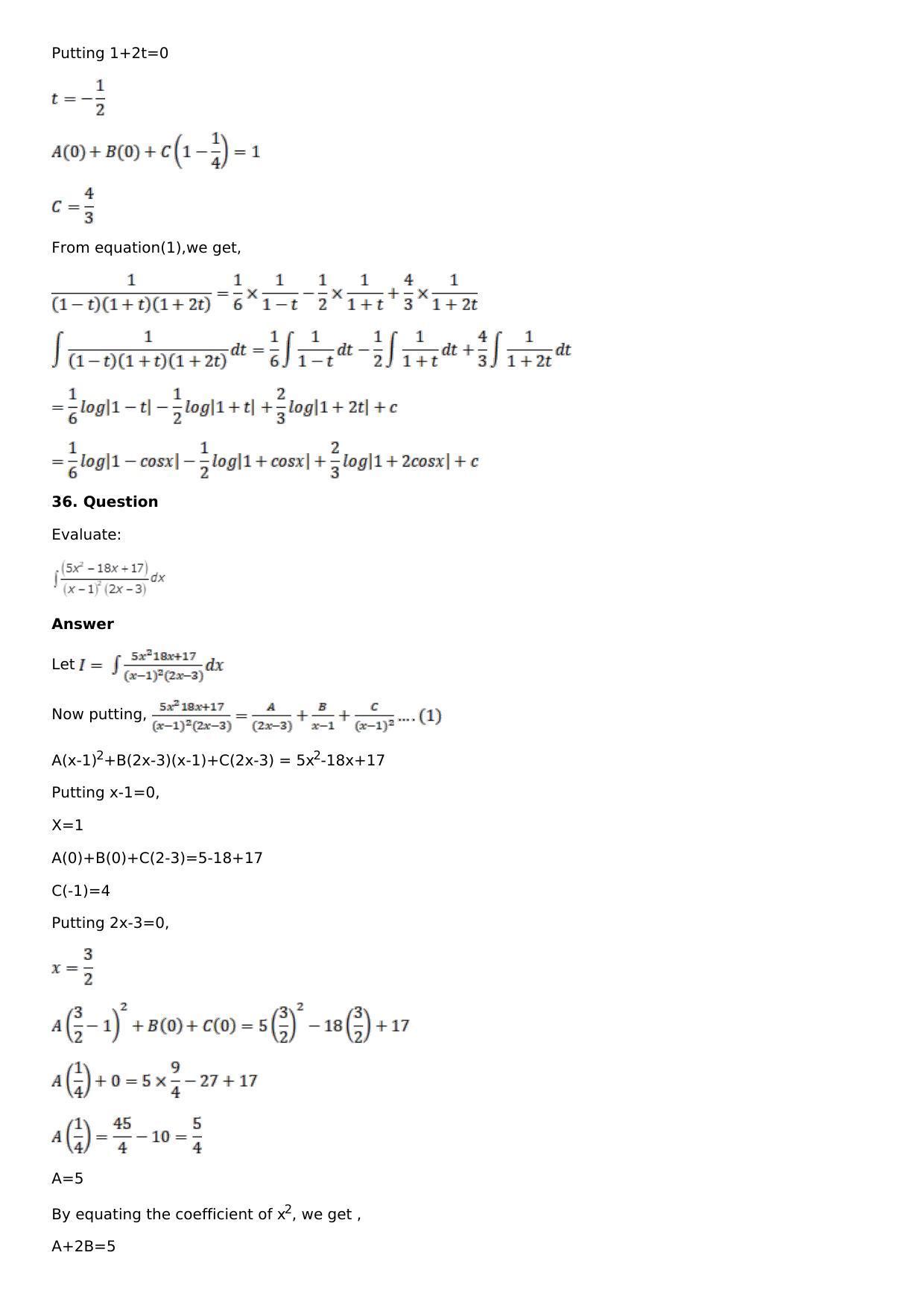 Chapter 15: Integration Using Partial Fractions Solutions: RS Aggarwal Class 12 Solutions  - Page 38