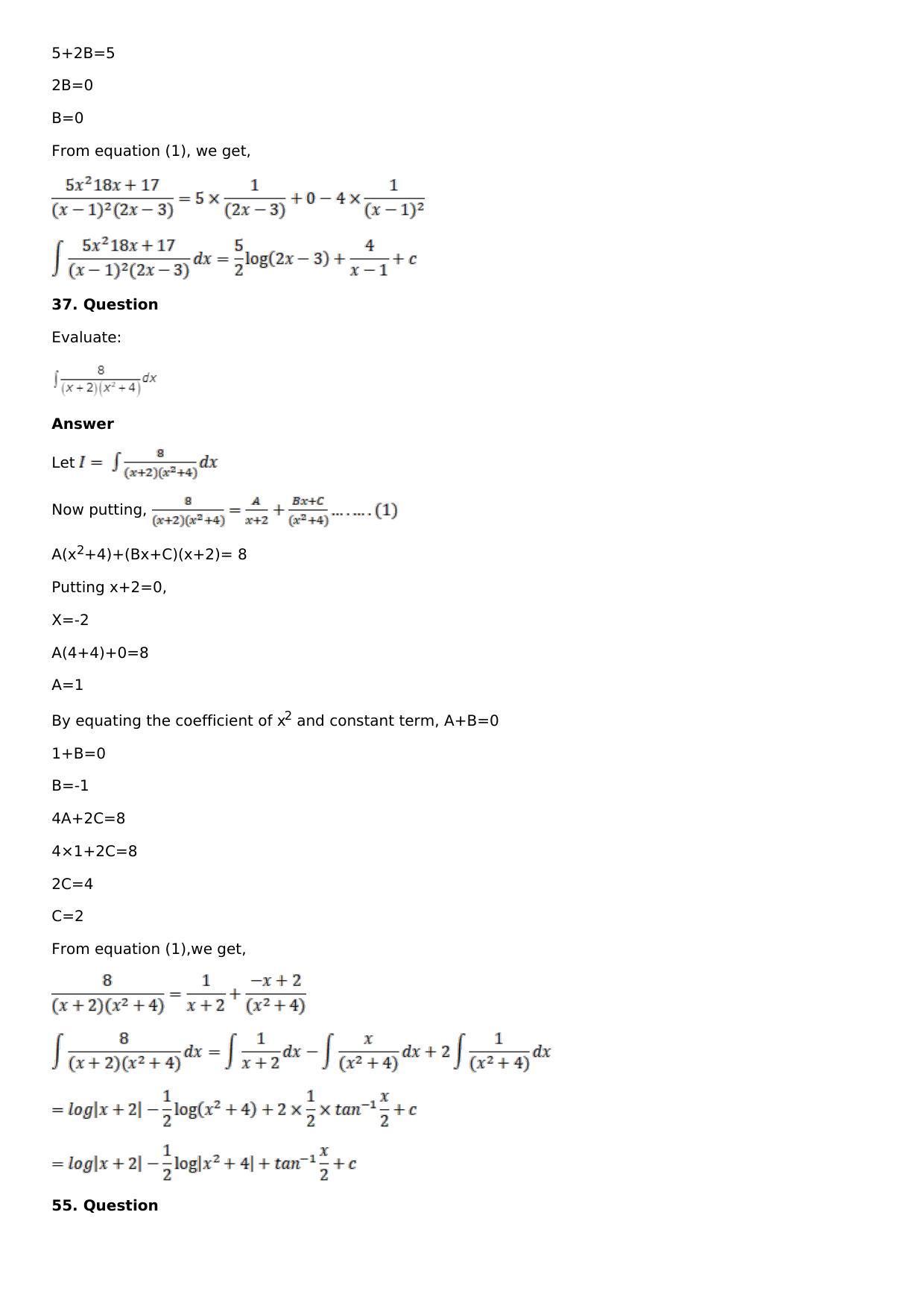 Chapter 15: Integration Using Partial Fractions Solutions: RS Aggarwal Class 12 Solutions  - Page 39