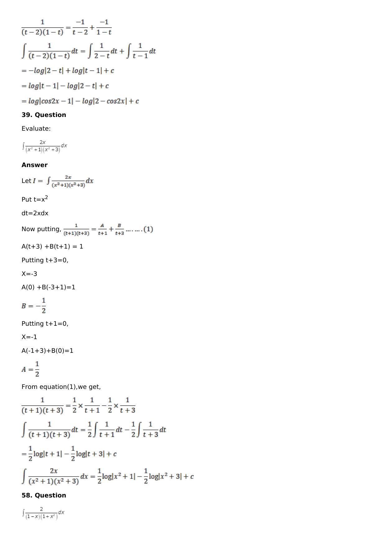 Chapter 15: Integration Using Partial Fractions Solutions: RS Aggarwal Class 12 Solutions  - Page 43
