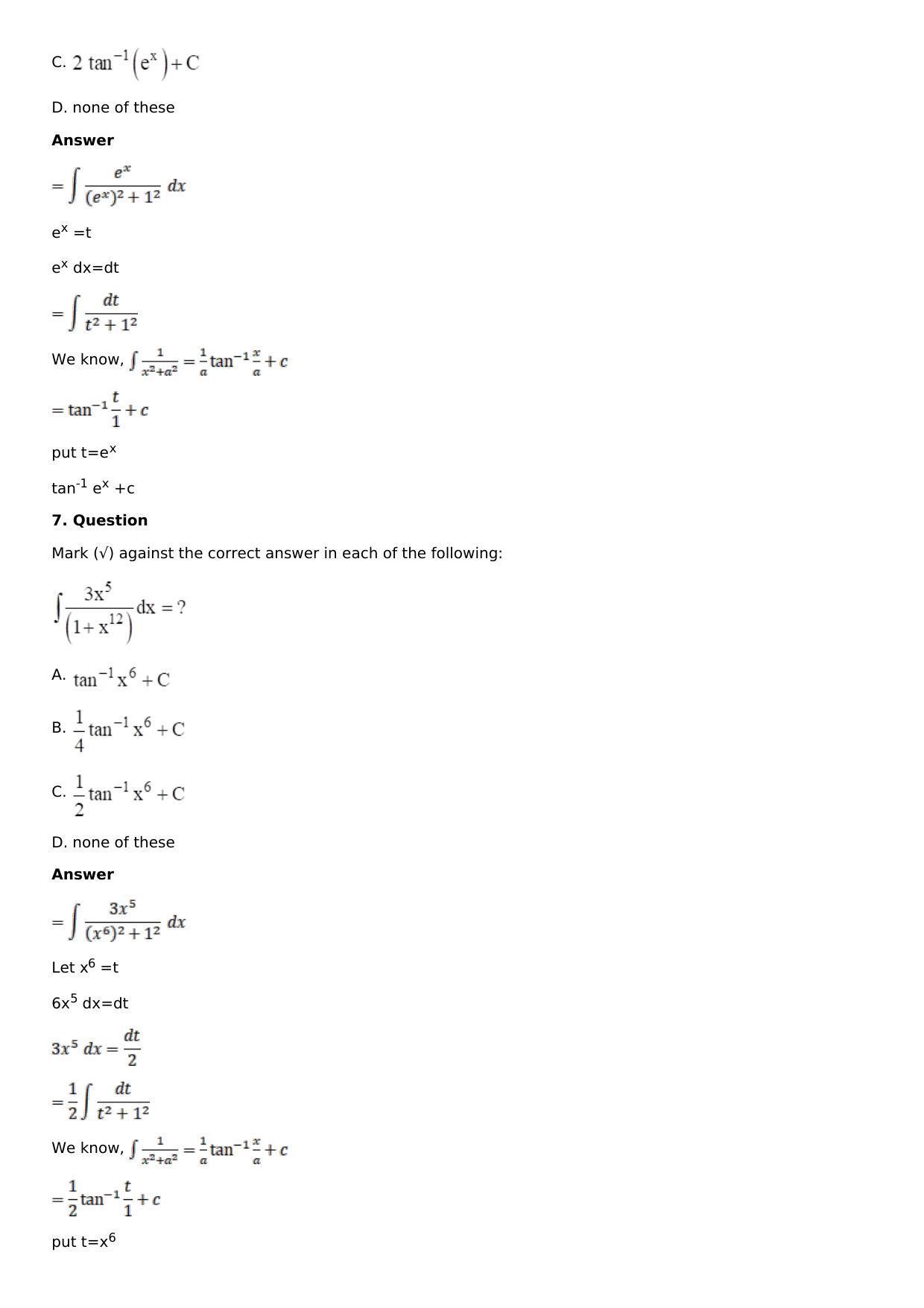 Chapter 15: Integration Using Partial Fractions Solutions: RS Aggarwal Class 12 Solutions  - Page 61