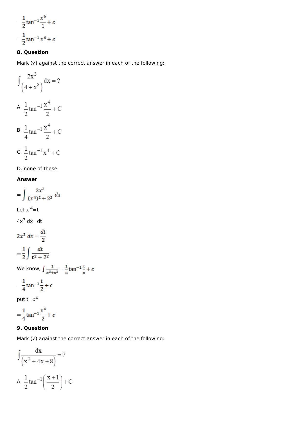 Chapter 15: Integration Using Partial Fractions Solutions: RS Aggarwal Class 12 Solutions  - Page 62