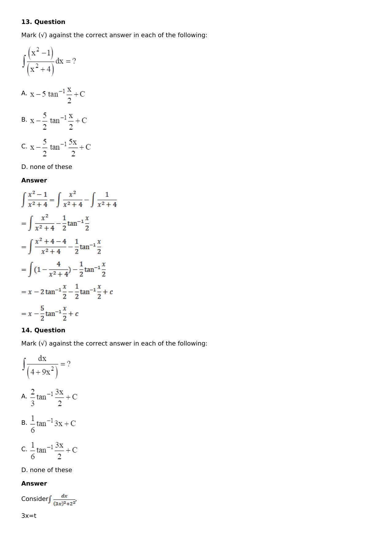 Chapter 15: Integration Using Partial Fractions Solutions: RS Aggarwal Class 12 Solutions  - Page 66