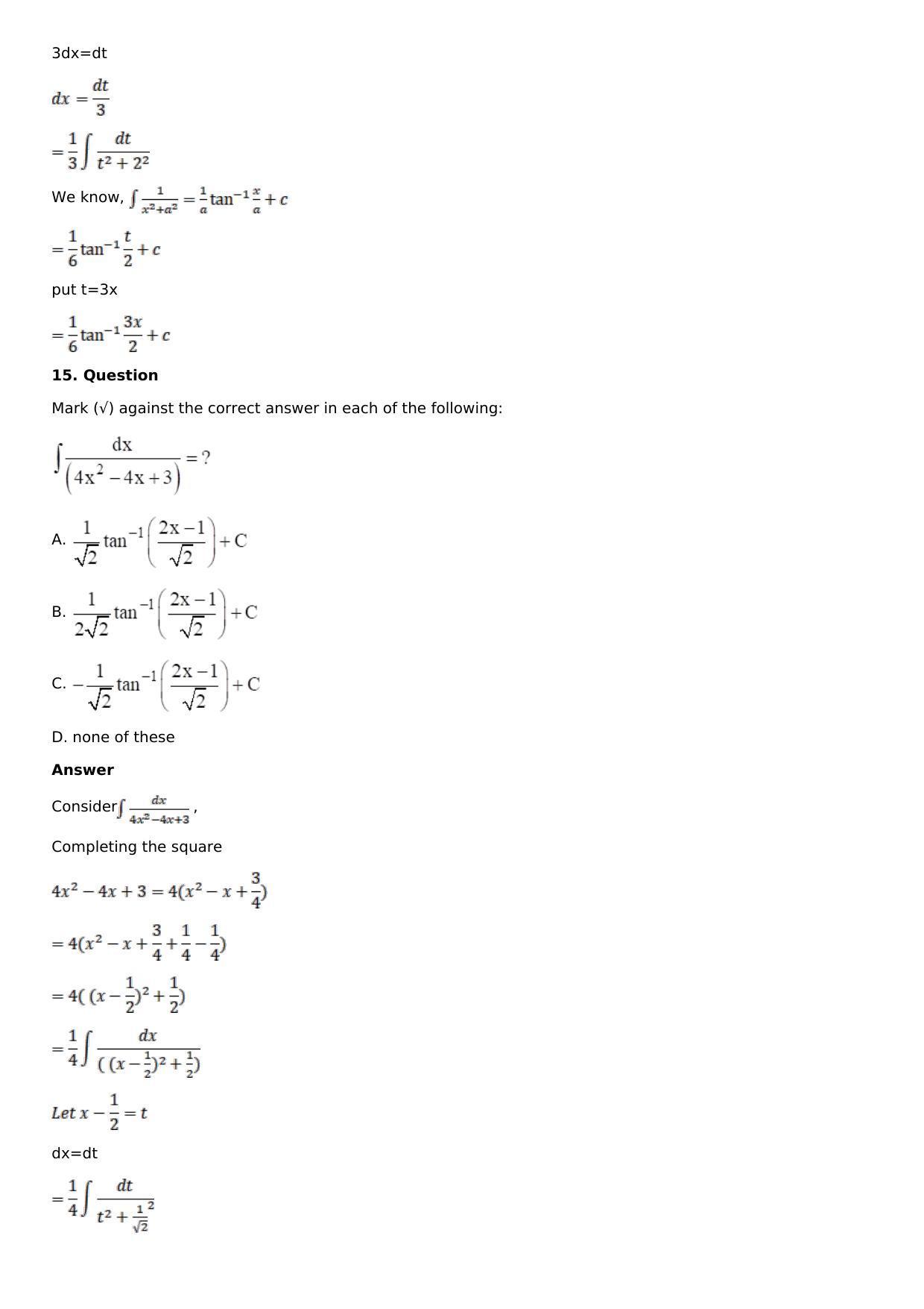 Chapter 15: Integration Using Partial Fractions Solutions: RS Aggarwal Class 12 Solutions  - Page 67