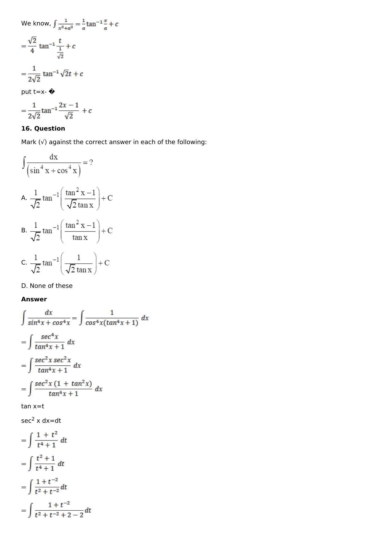 Chapter 15: Integration Using Partial Fractions Solutions: RS Aggarwal Class 12 Solutions  - Page 68
