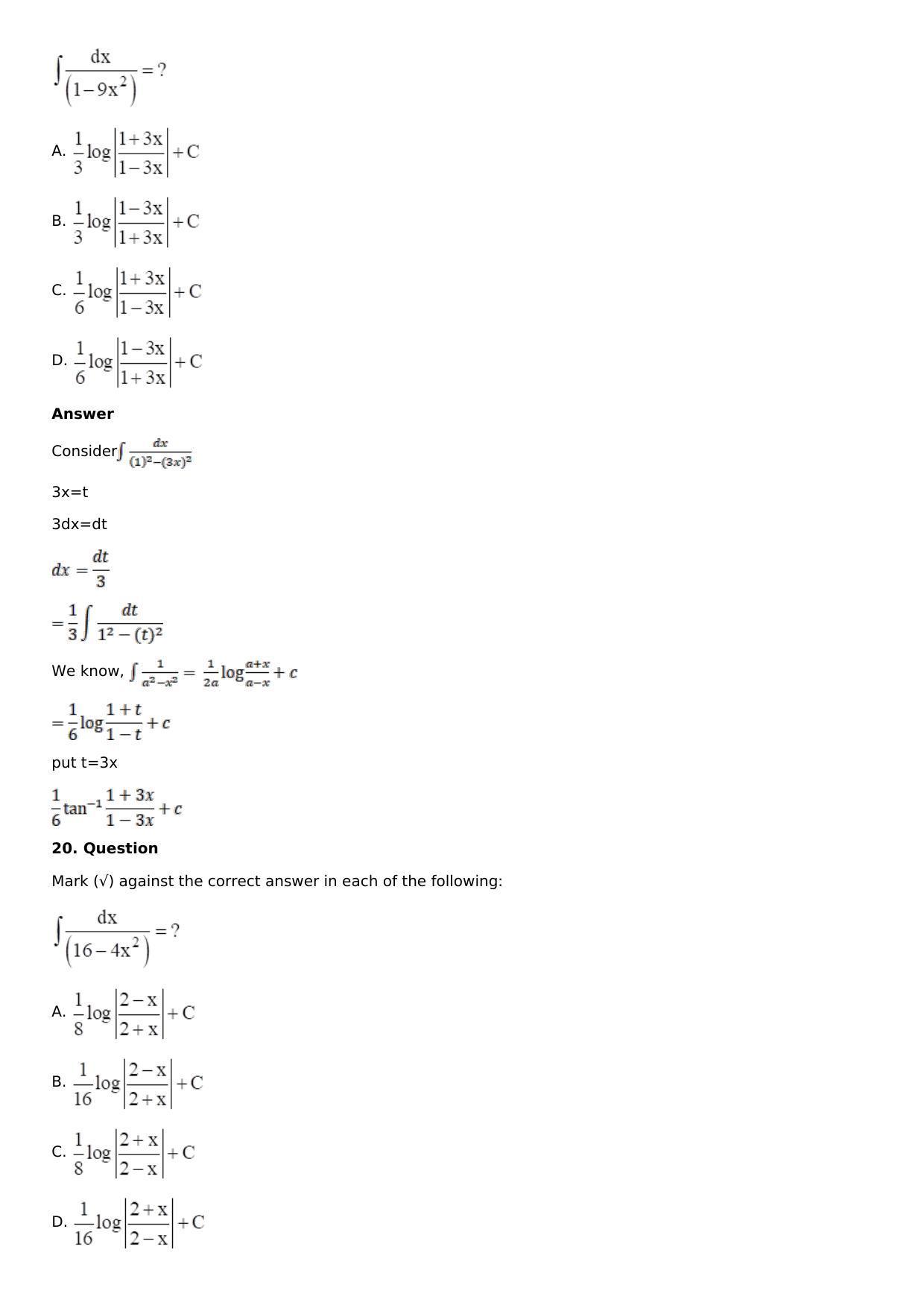Chapter 15: Integration Using Partial Fractions Solutions: RS Aggarwal Class 12 Solutions  - Page 71