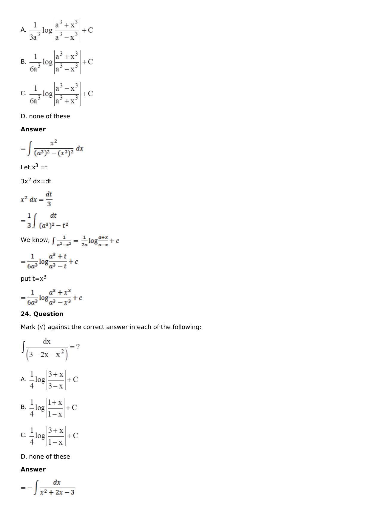 Chapter 15: Integration Using Partial Fractions Solutions: RS Aggarwal Class 12 Solutions  - Page 74