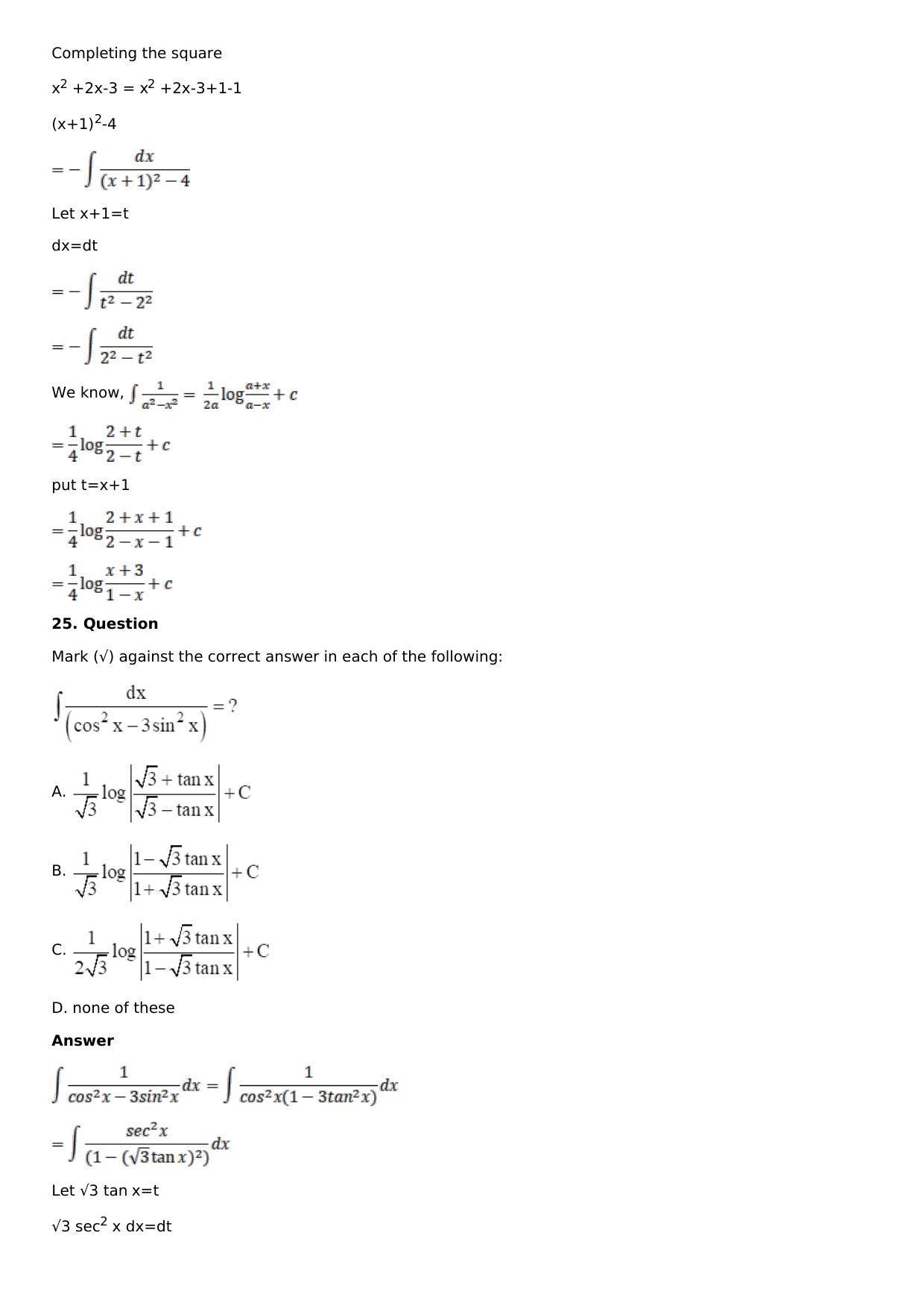 Chapter 15: Integration Using Partial Fractions Solutions: RS Aggarwal Class 12 Solutions  - Page 75