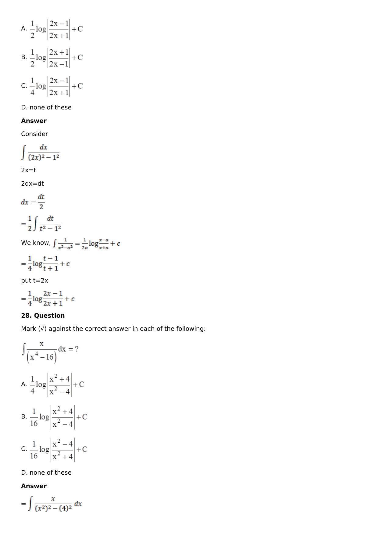 Chapter 15: Integration Using Partial Fractions Solutions: RS Aggarwal Class 12 Solutions  - Page 77