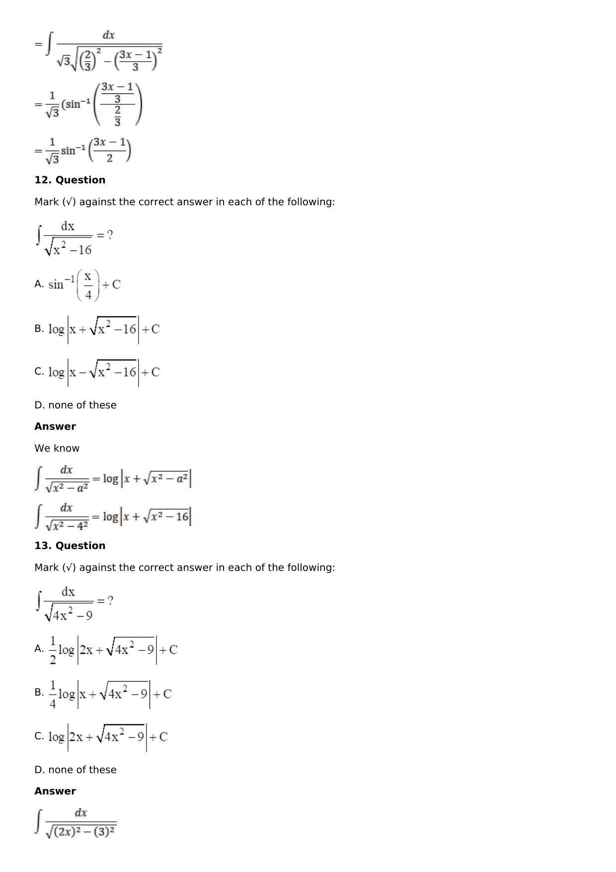 Chapter 15: Integration Using Partial Fractions Solutions: RS Aggarwal Class 12 Solutions  - Page 88