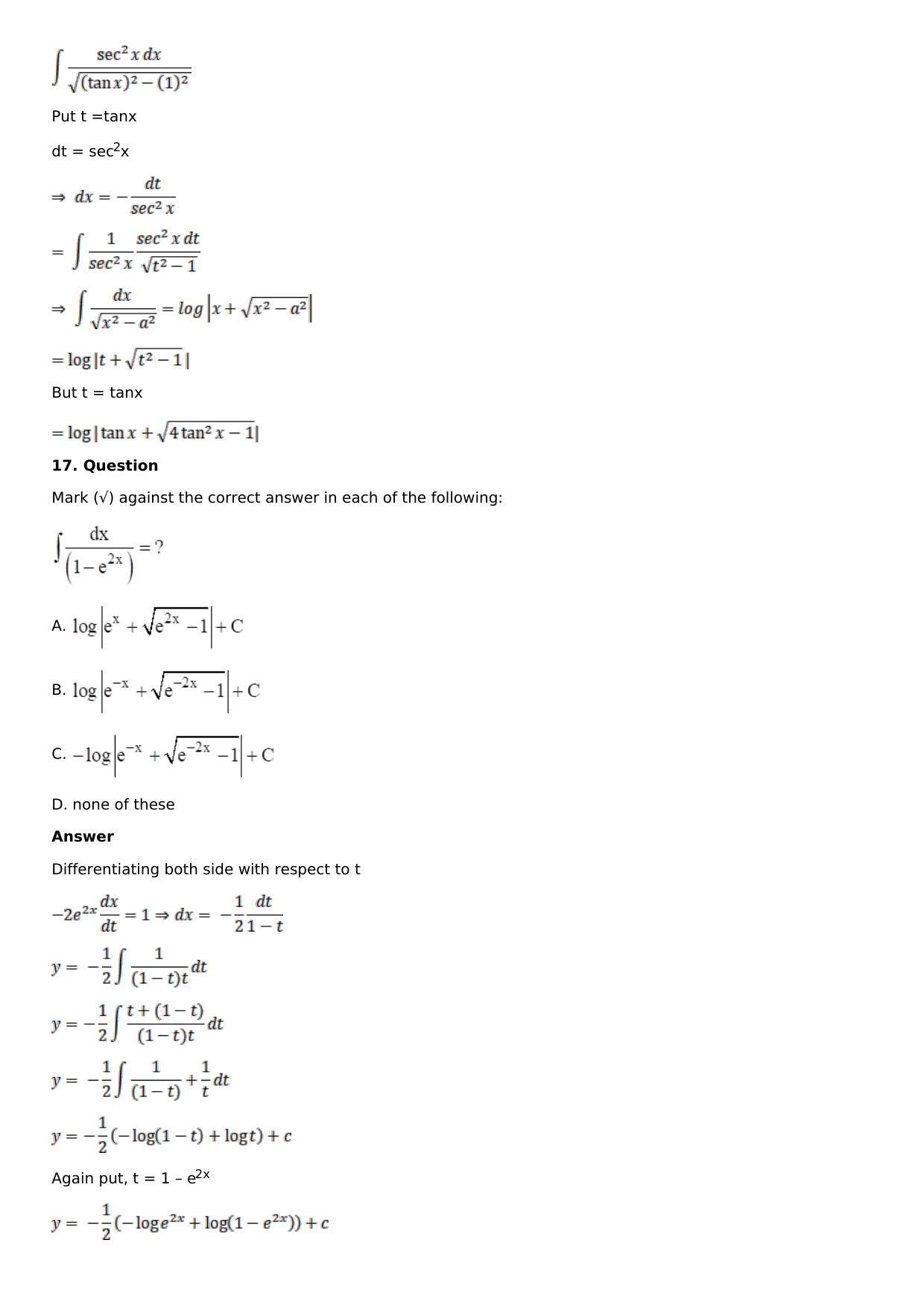 Chapter 15: Integration Using Partial Fractions Solutions: RS Aggarwal Class 12 Solutions  - Page 91