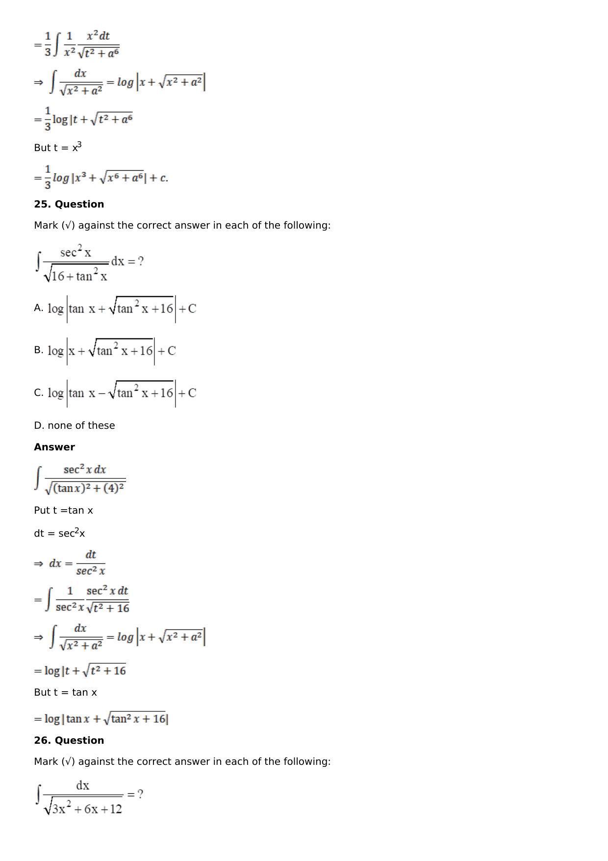 Chapter 15: Integration Using Partial Fractions Solutions: RS Aggarwal Class 12 Solutions  - Page 96