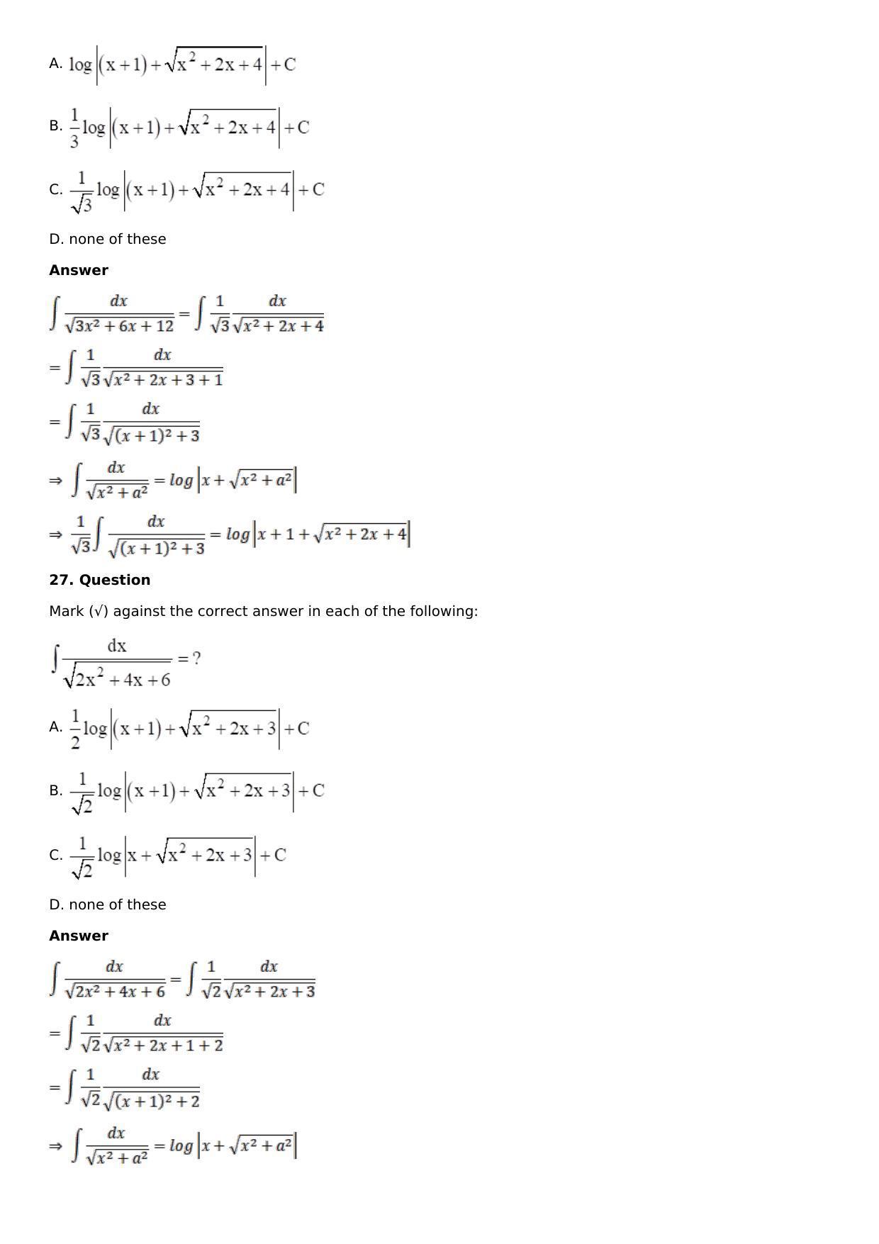 Chapter 15: Integration Using Partial Fractions Solutions: RS Aggarwal Class 12 Solutions  - Page 97