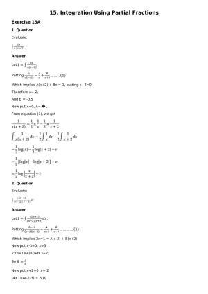Chapter 15: Integration Using Partial Fractions Solutions: RS Aggarwal Class 12 Solutions 