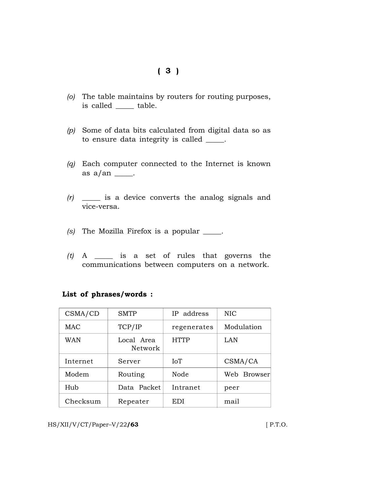 Meghalaya Board (MBOSE) Class 12 (HS_XII_V_CT_Paper-V_22) 2022 Question Paper - Page 3