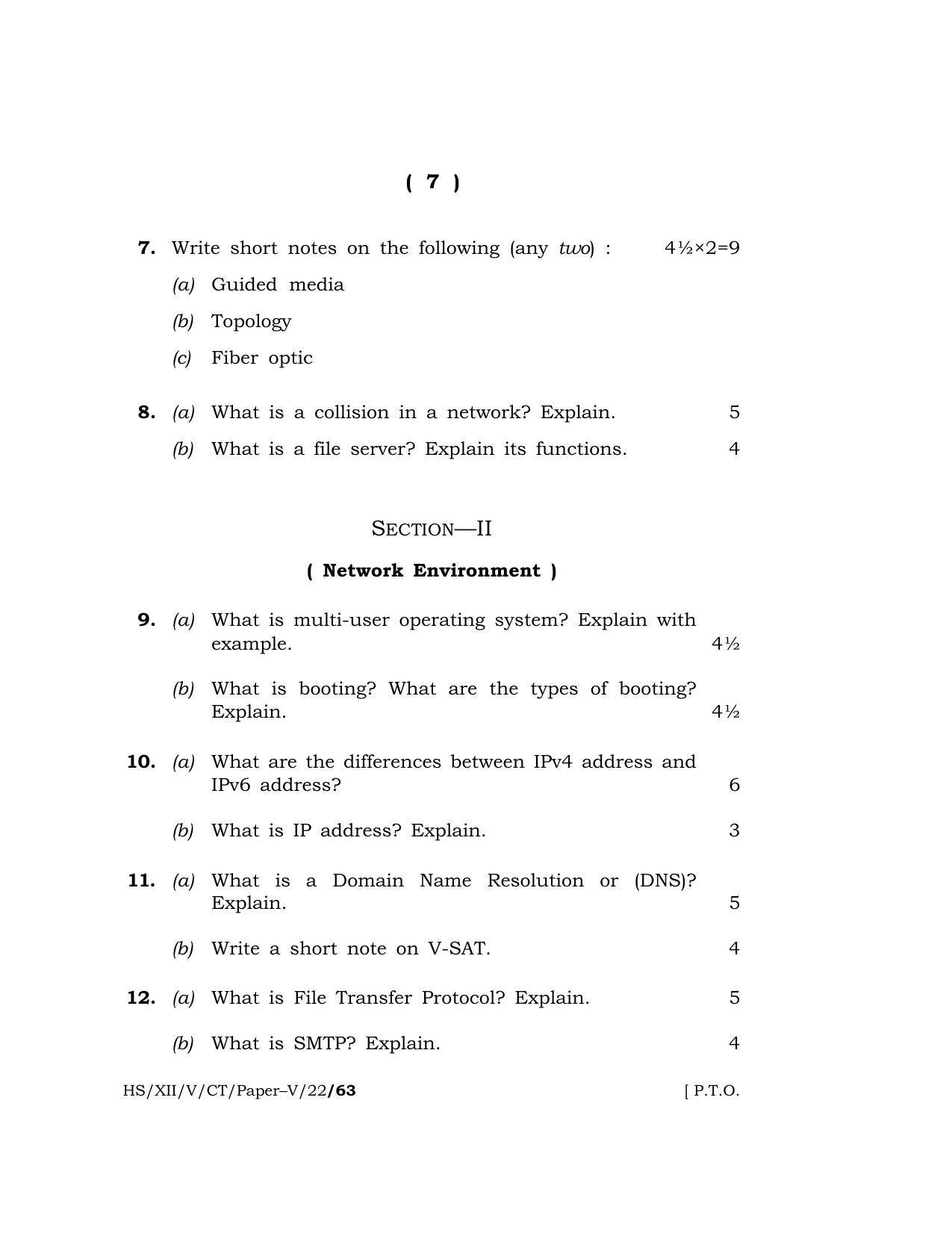 Meghalaya Board (MBOSE) Class 12 (HS_XII_V_CT_Paper-V_22) 2022 Question Paper - Page 7