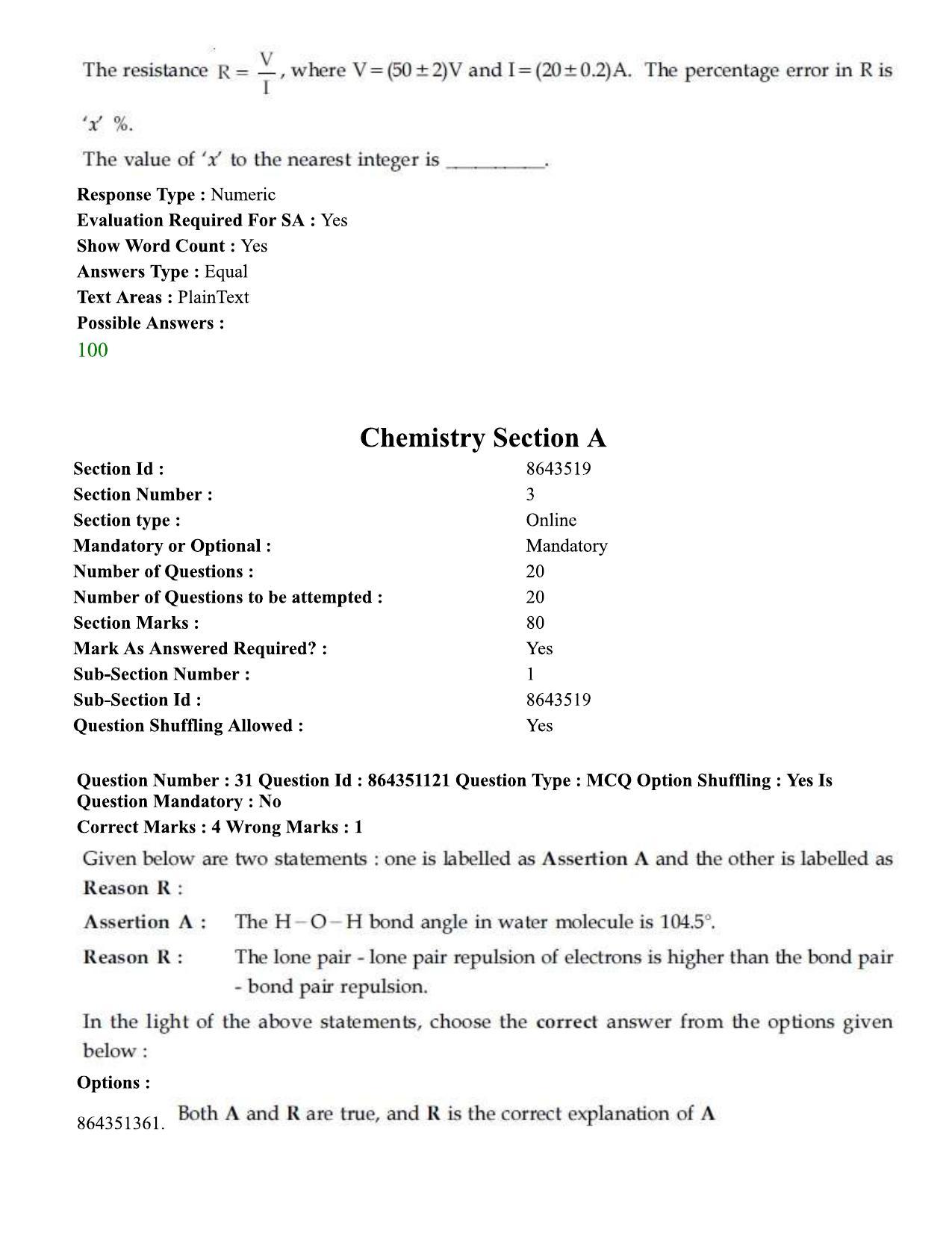 JEE Mains 2021: BTech (Shift 1) 16-03-2021 Question Paper - Page 19