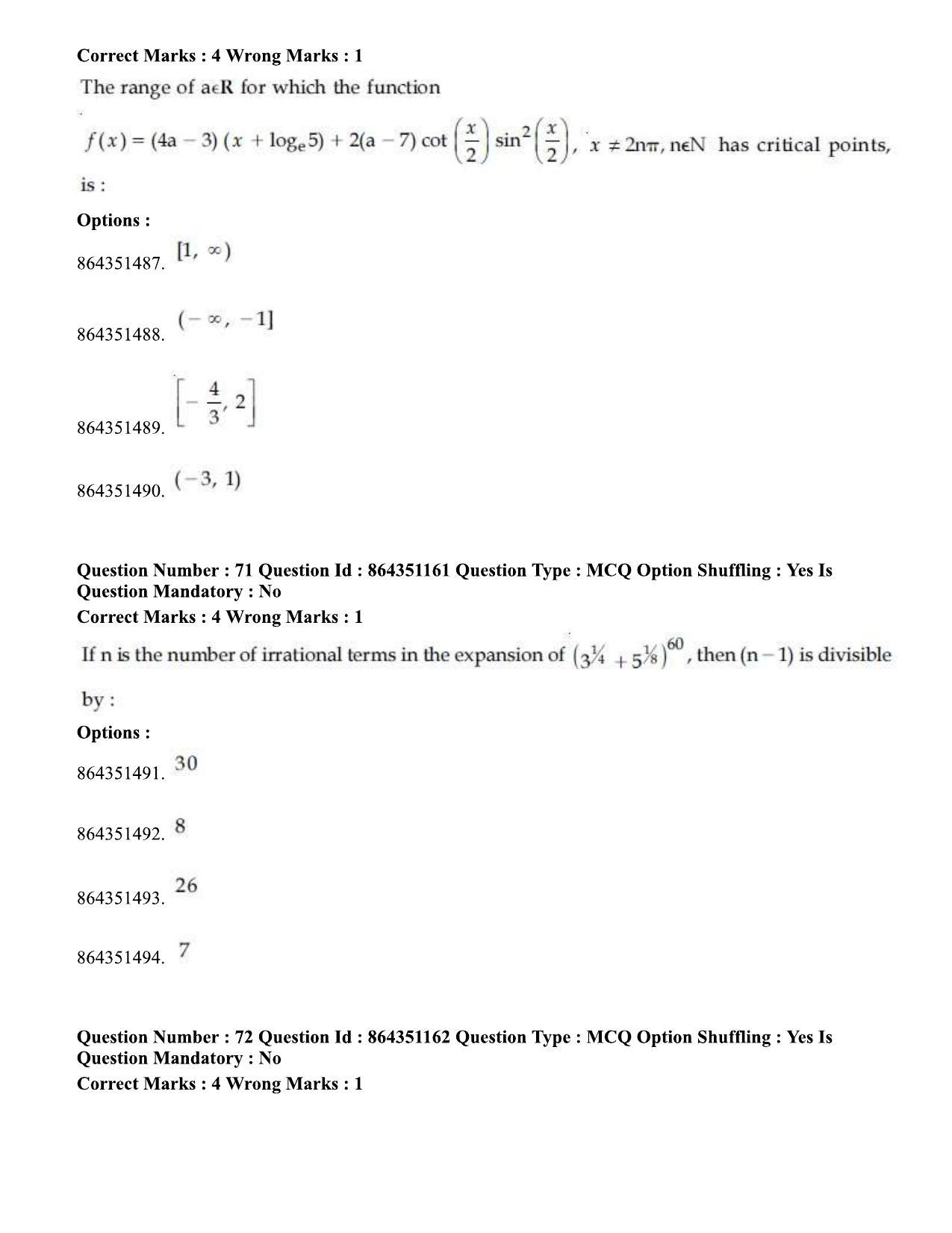 JEE Mains 2021: BTech (Shift 1) 16-03-2021 Question Paper - Page 40