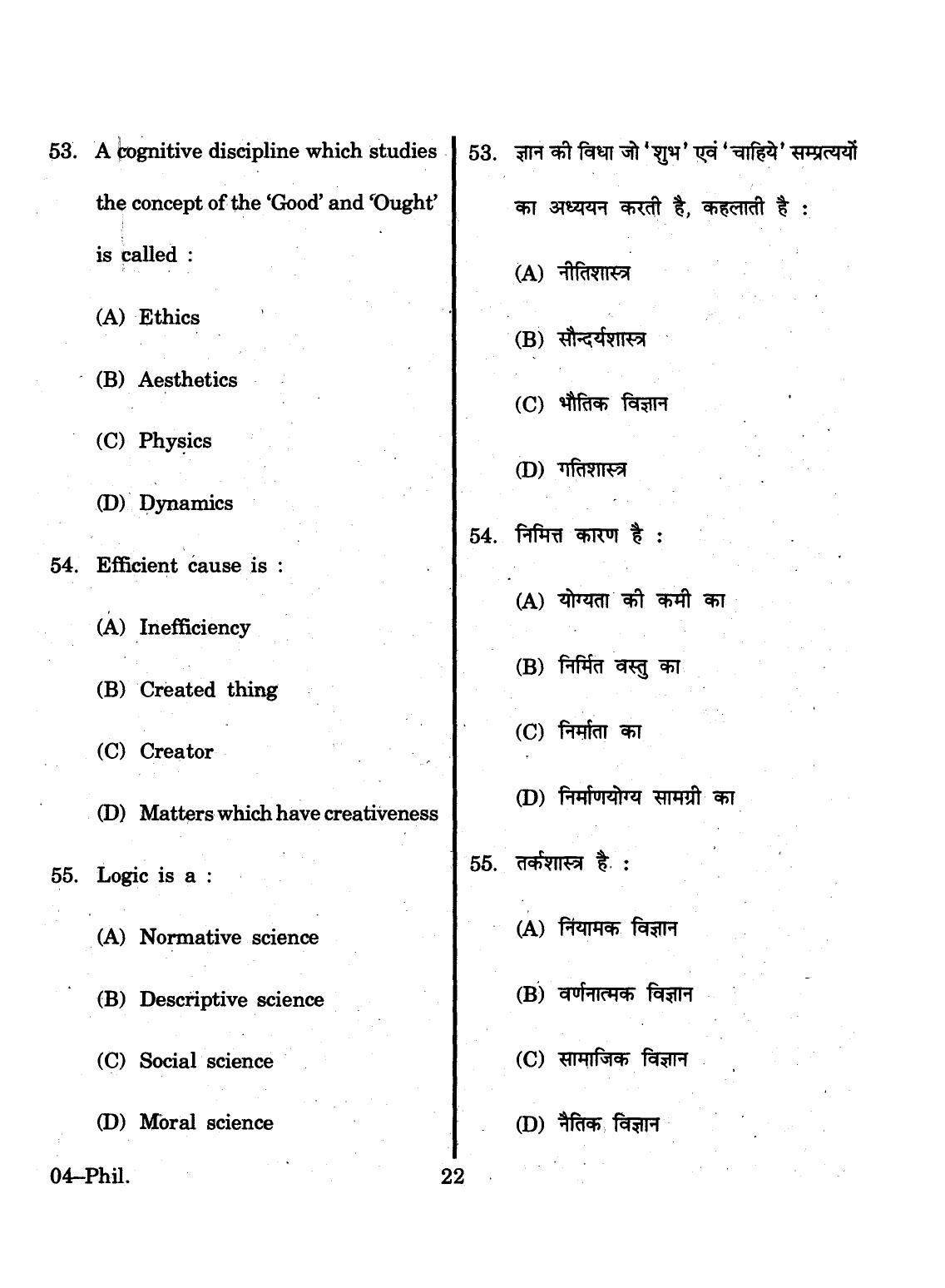 URATPG 2015 Philosophy Question Paper - Page 22