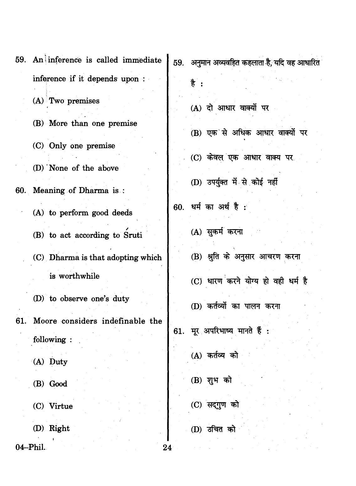 URATPG 2015 Philosophy Question Paper - Page 24