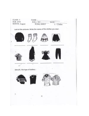 Worksheet for Class 1 EVS Clothes Assignment 3