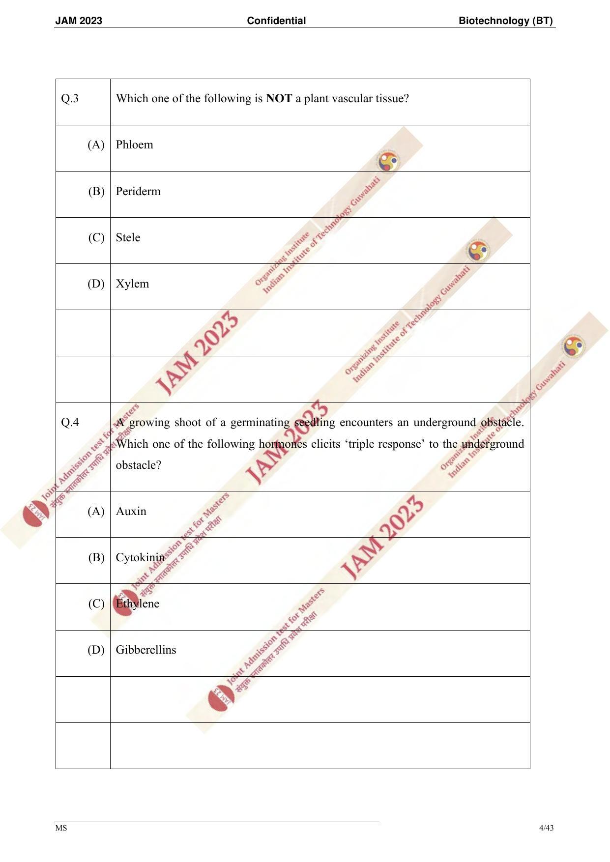 JAM 2023: BT Question Paper - Page 2