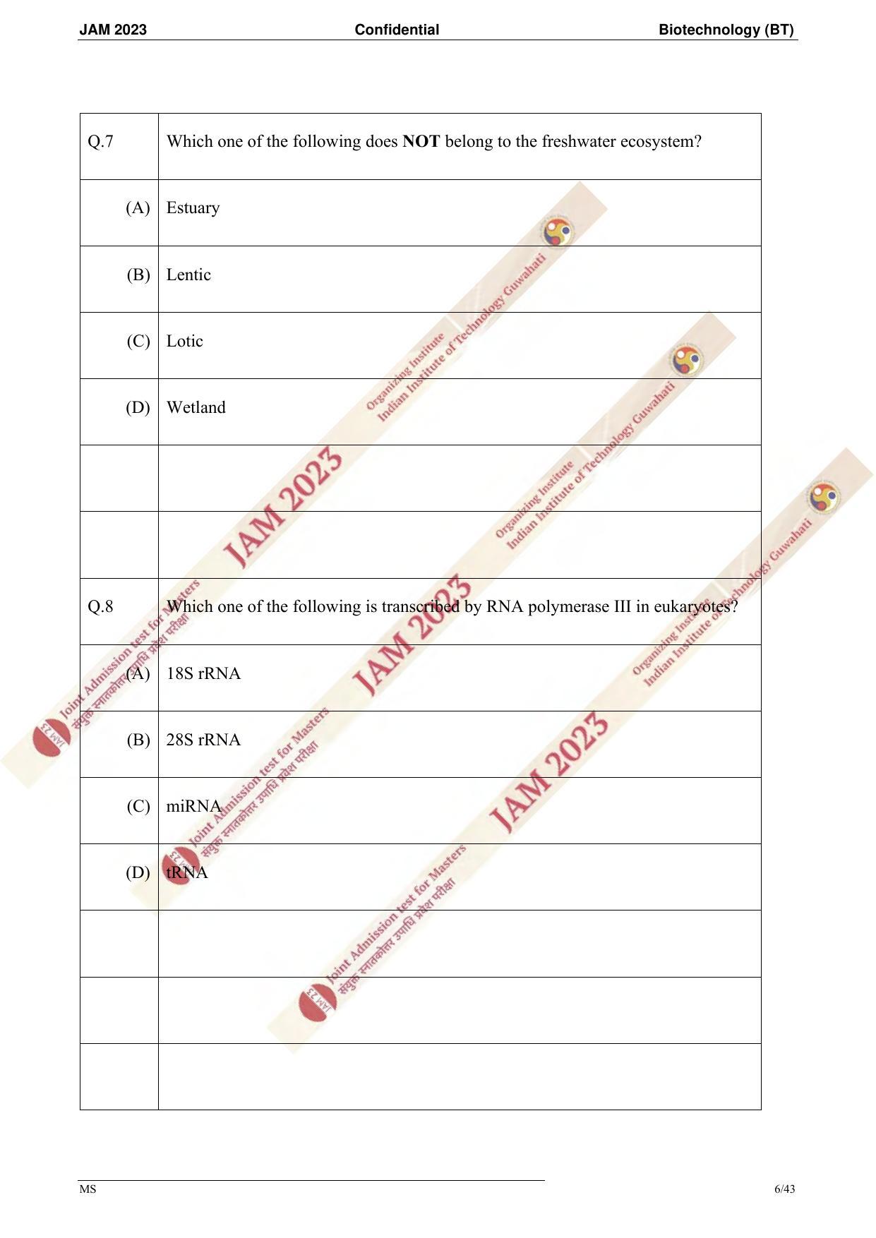 JAM 2023: BT Question Paper - Page 4