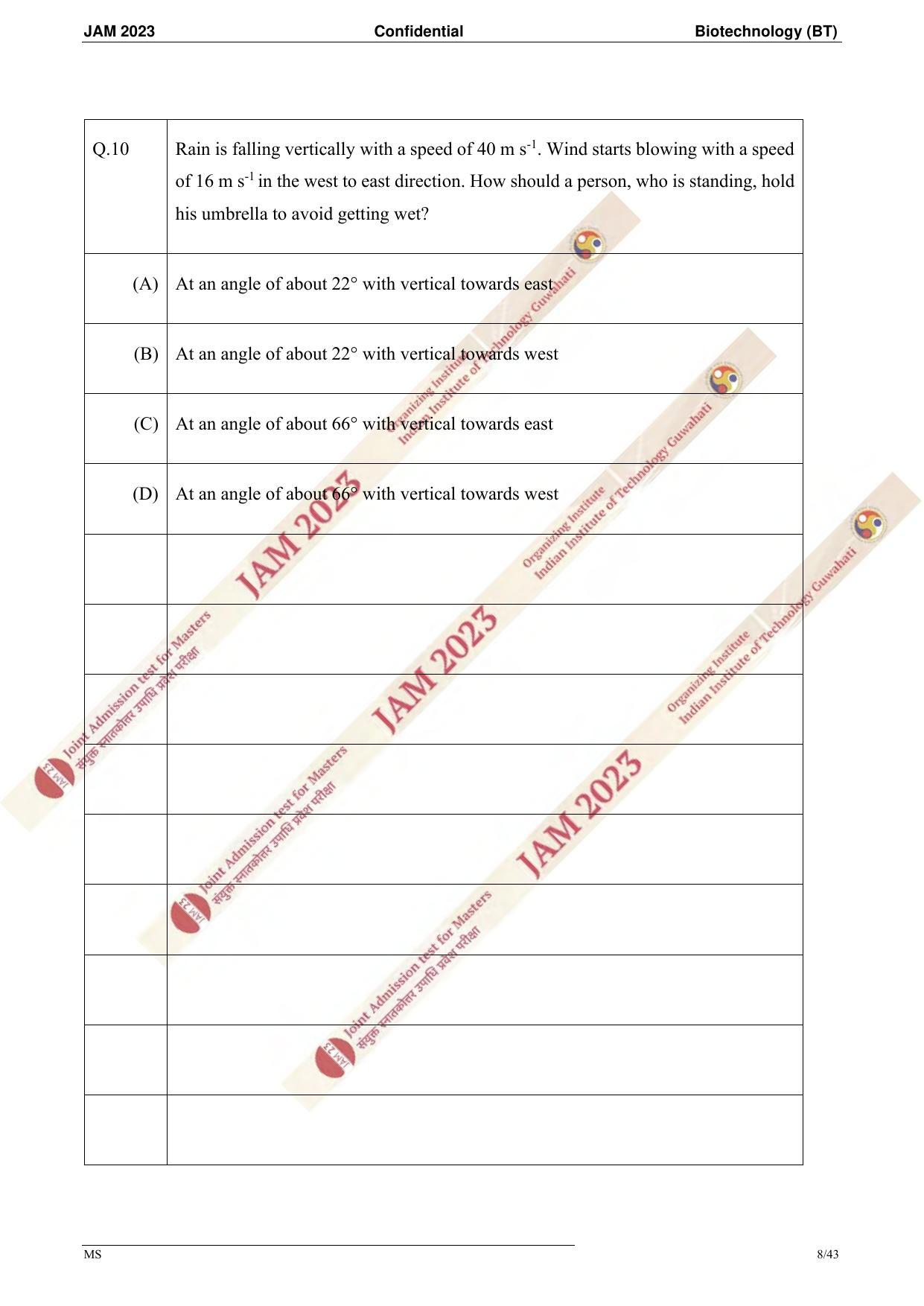 JAM 2023: BT Question Paper - Page 6