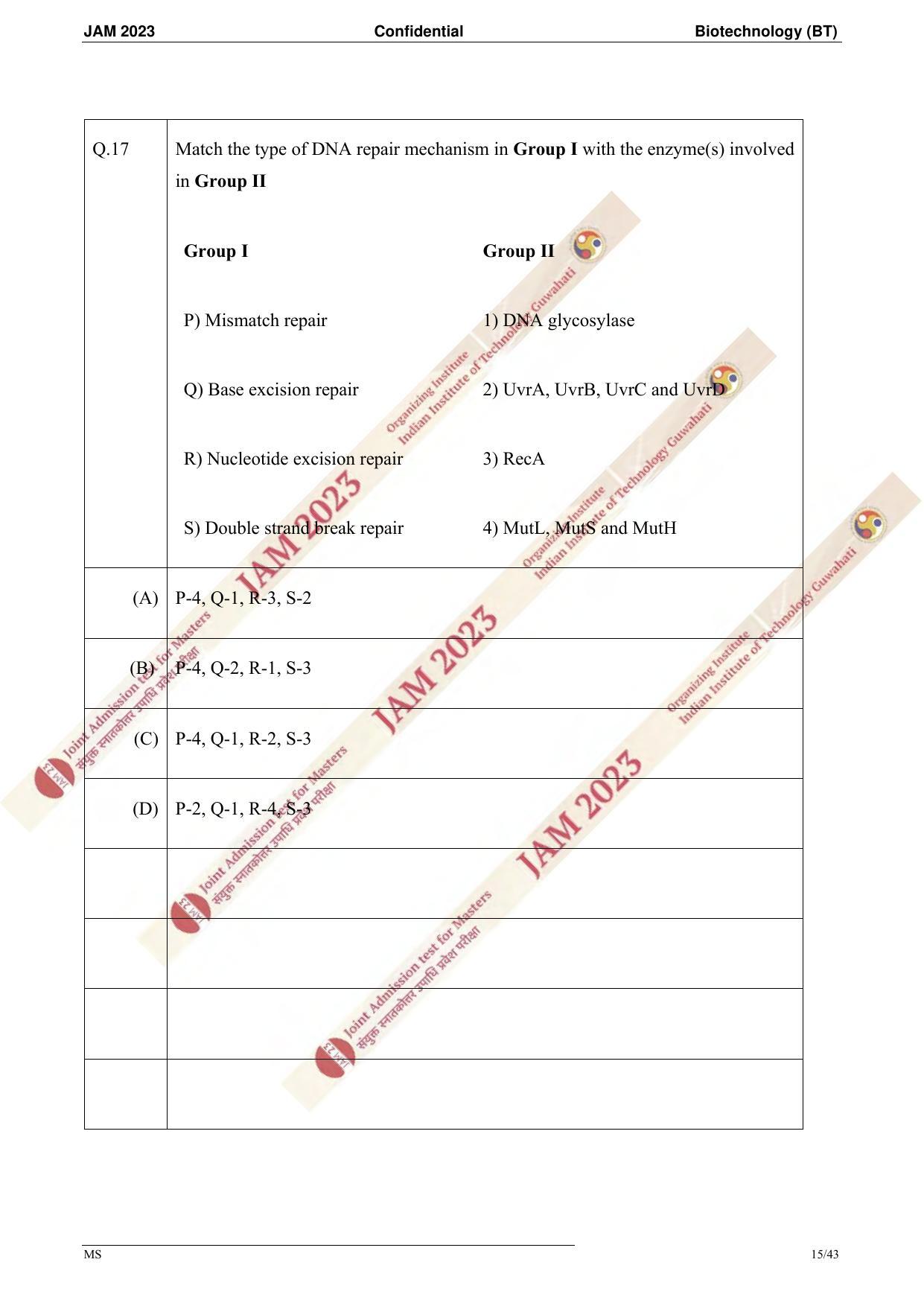 JAM 2023: BT Question Paper - Page 13