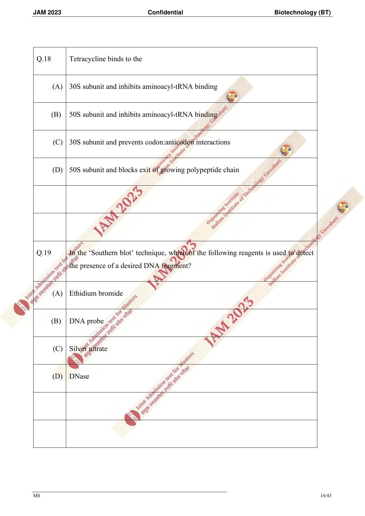 JAM 2023: BT Question Paper - Page 14