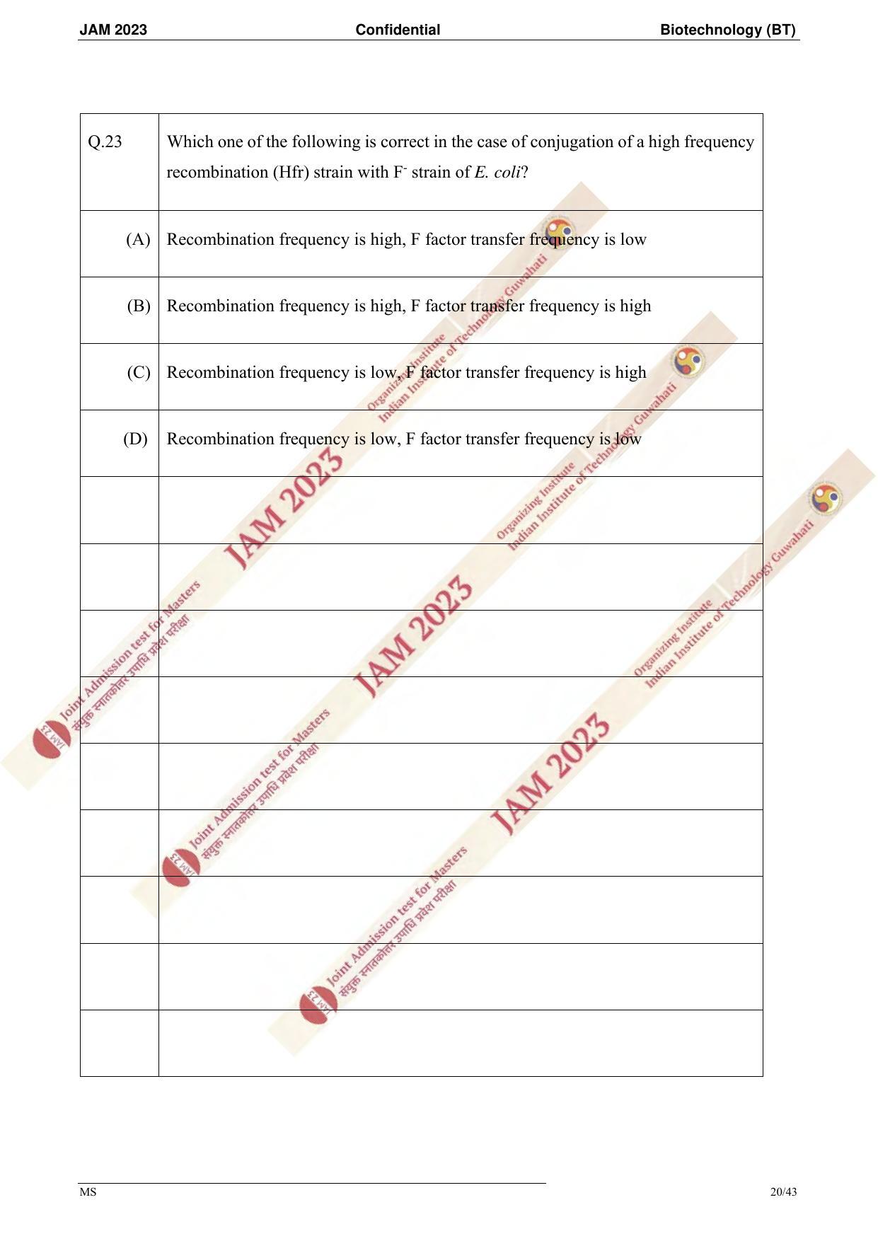 JAM 2023: BT Question Paper - Page 18