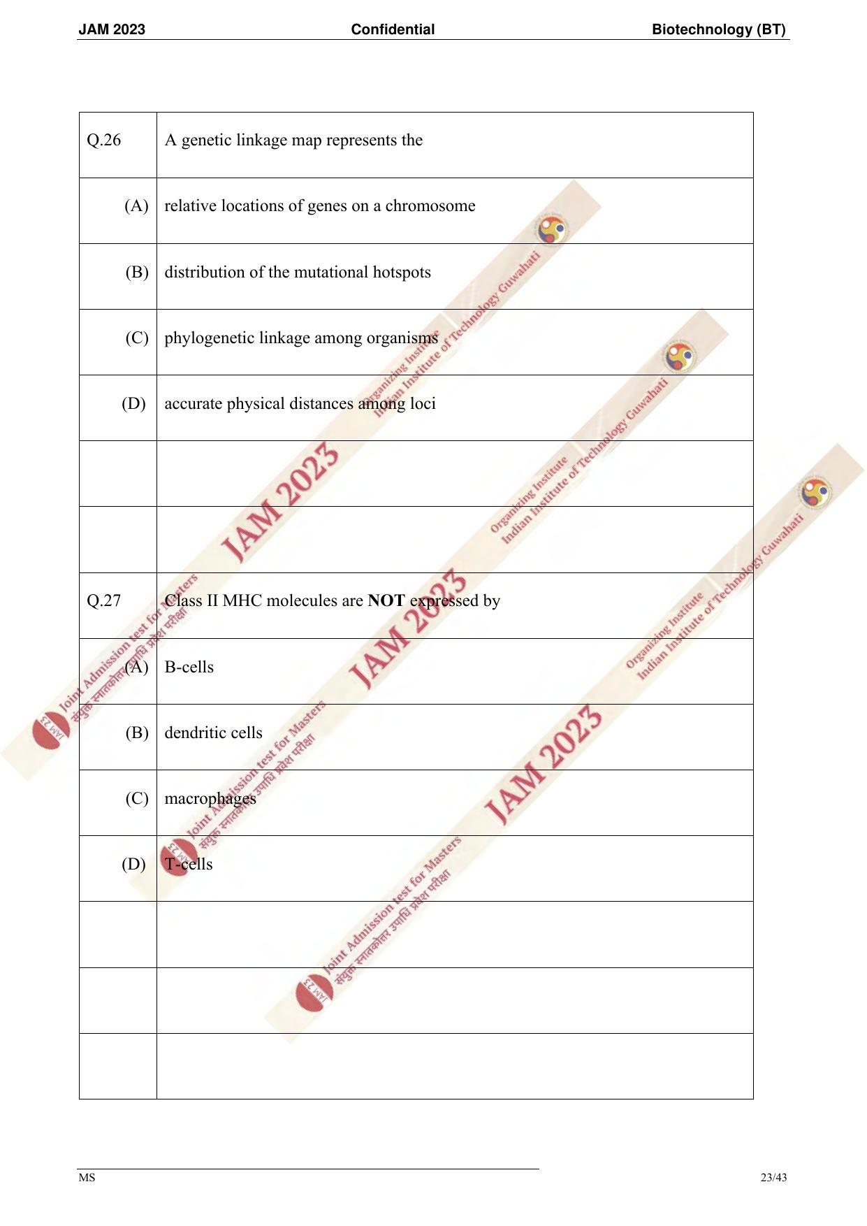 JAM 2023: BT Question Paper - Page 21