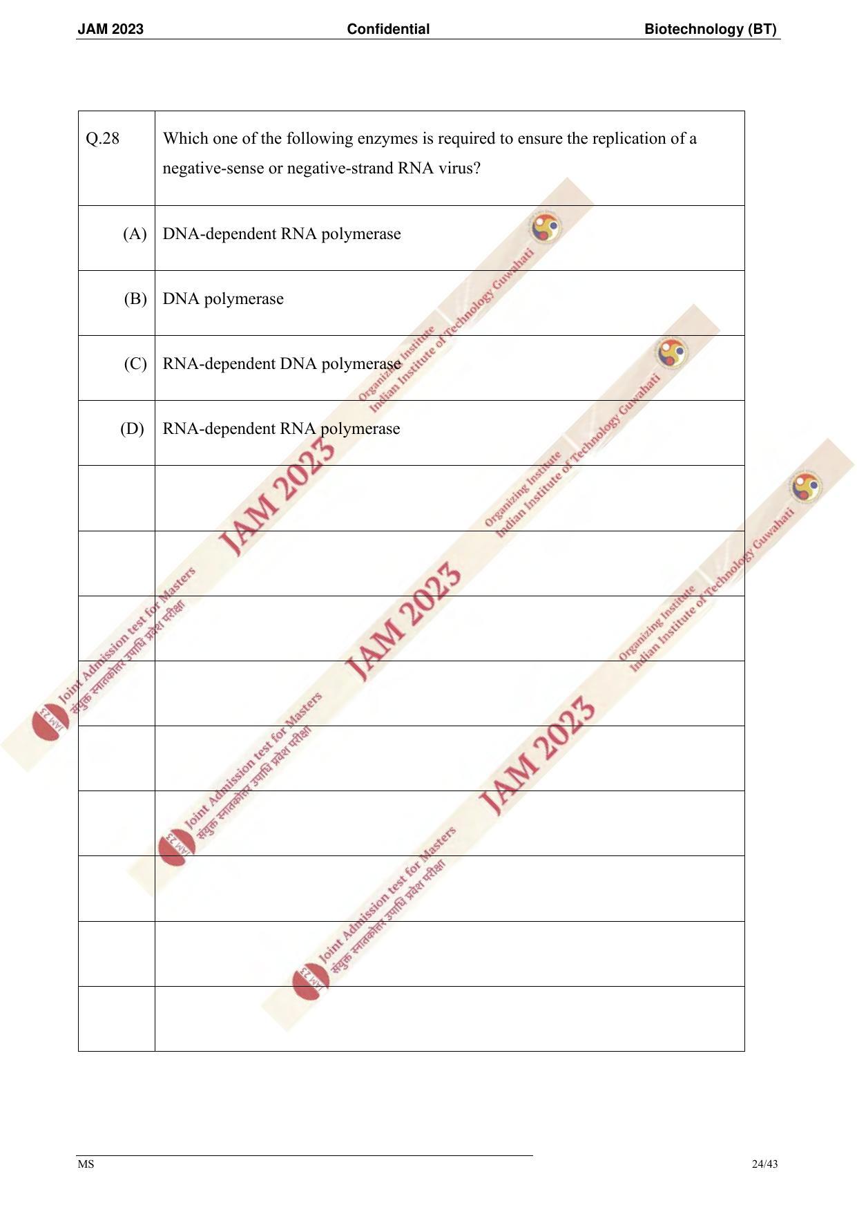 JAM 2023: BT Question Paper - Page 22