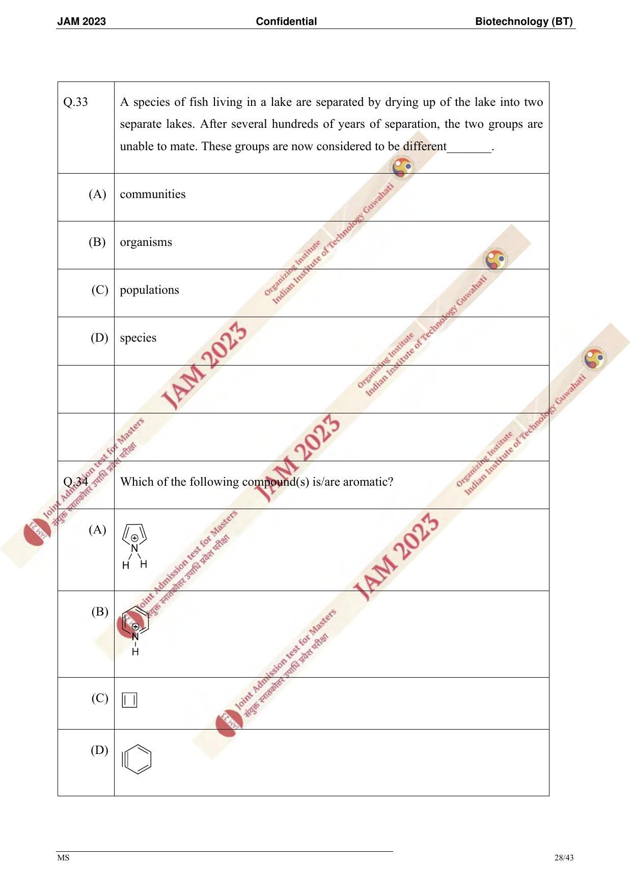 JAM 2023: BT Question Paper - Page 26